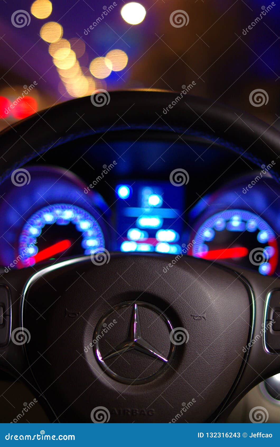 The Interior Of Mercedes Benz At Night Editorial Stock Photo