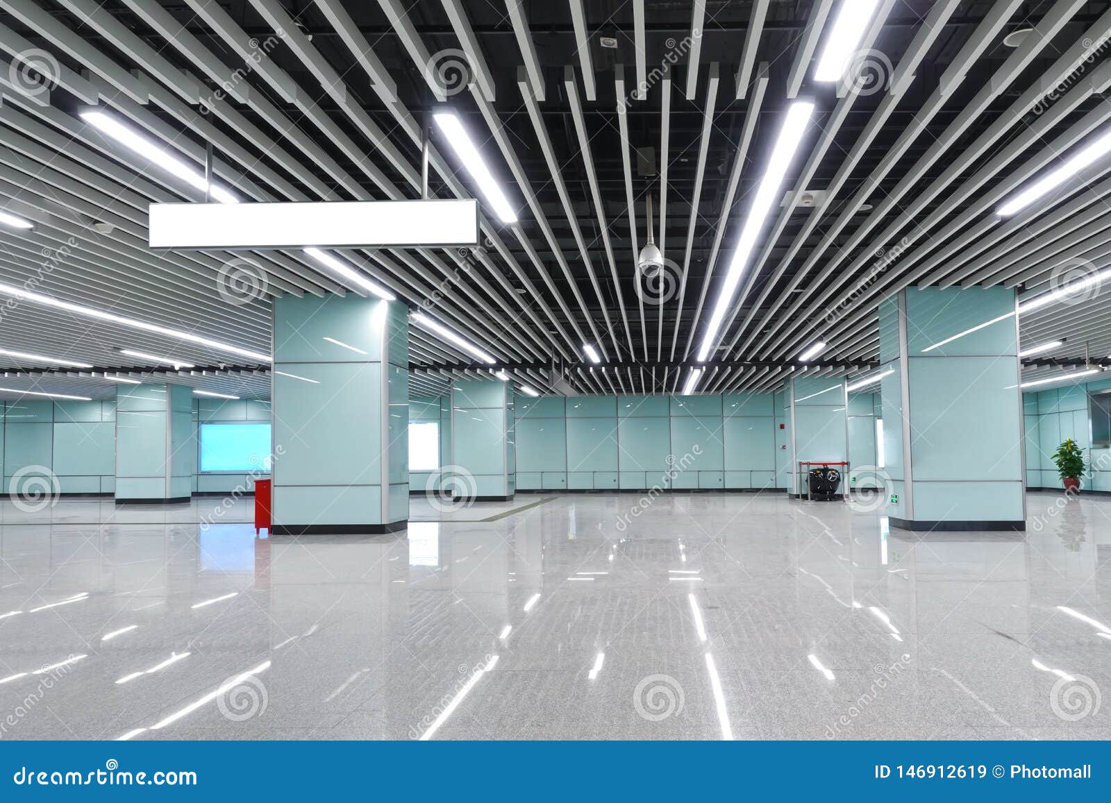 interior of modern architecture commercial building led lighting system