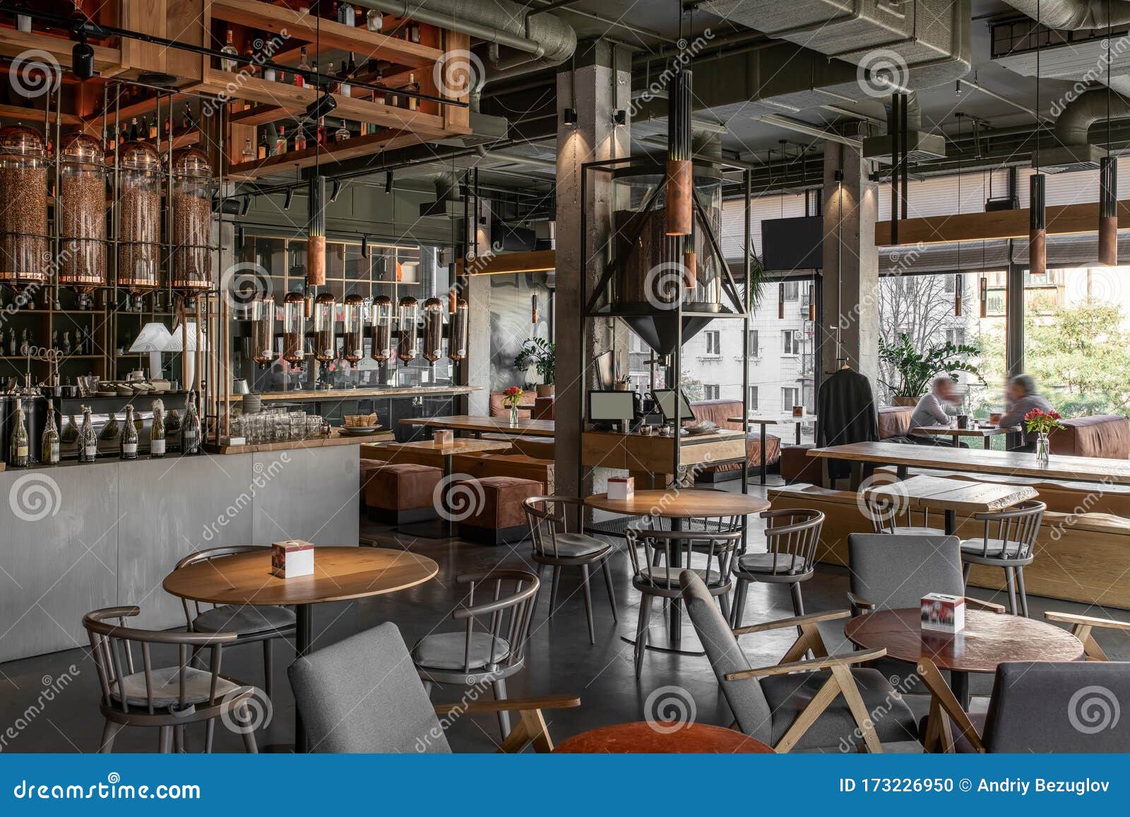 Interior of Modern Cafe in Loft Style Stock Photo Image of chair