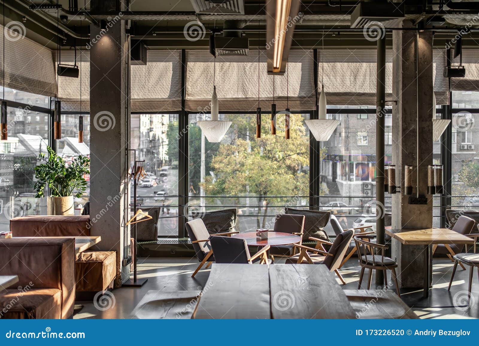 Interior of Modern Cafe in Loft Style Stock Photo Image of furniture