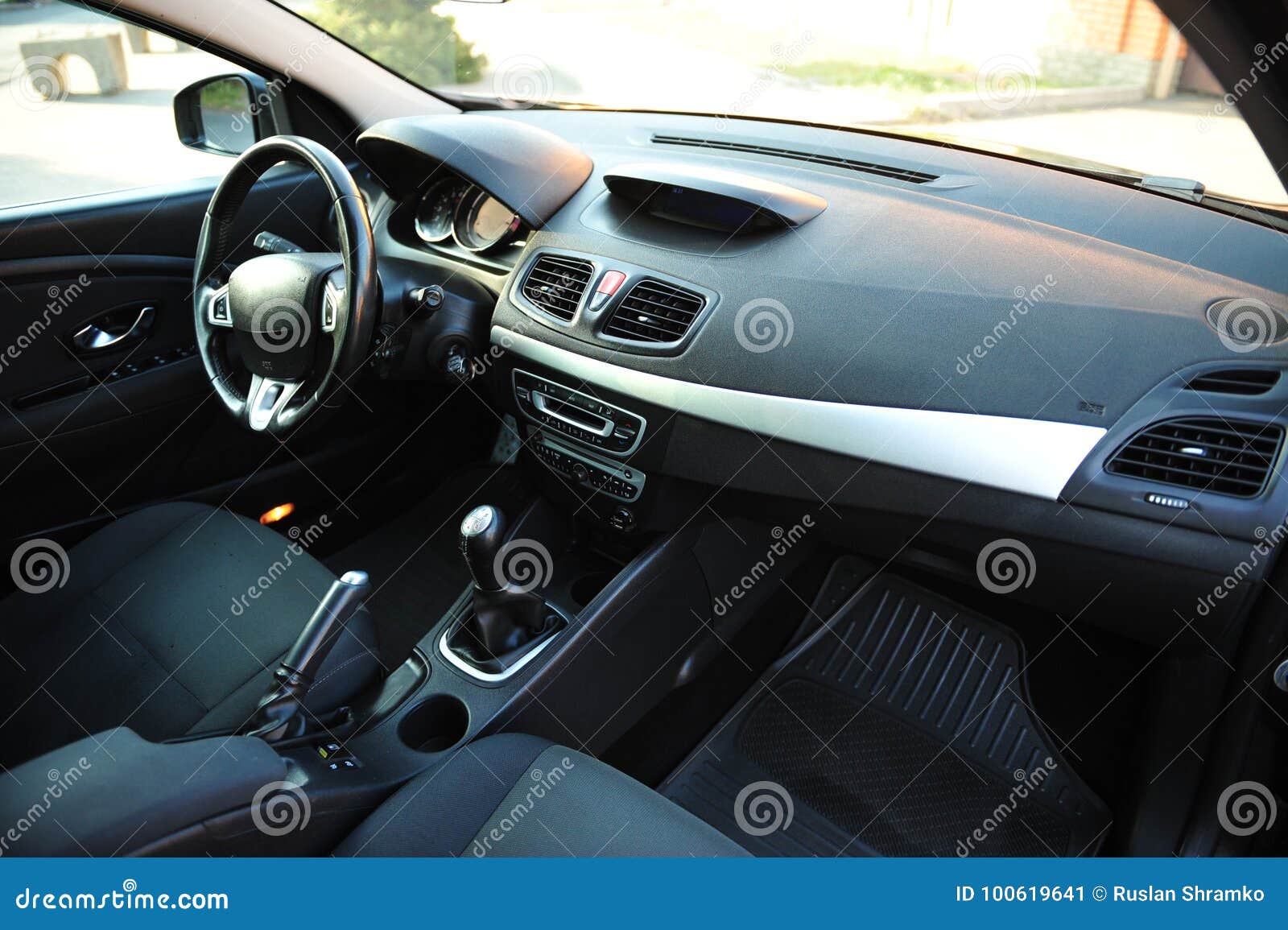 Interior of a Modern Car. Black Dashboard Stock Image Image of modern, driver 100619641