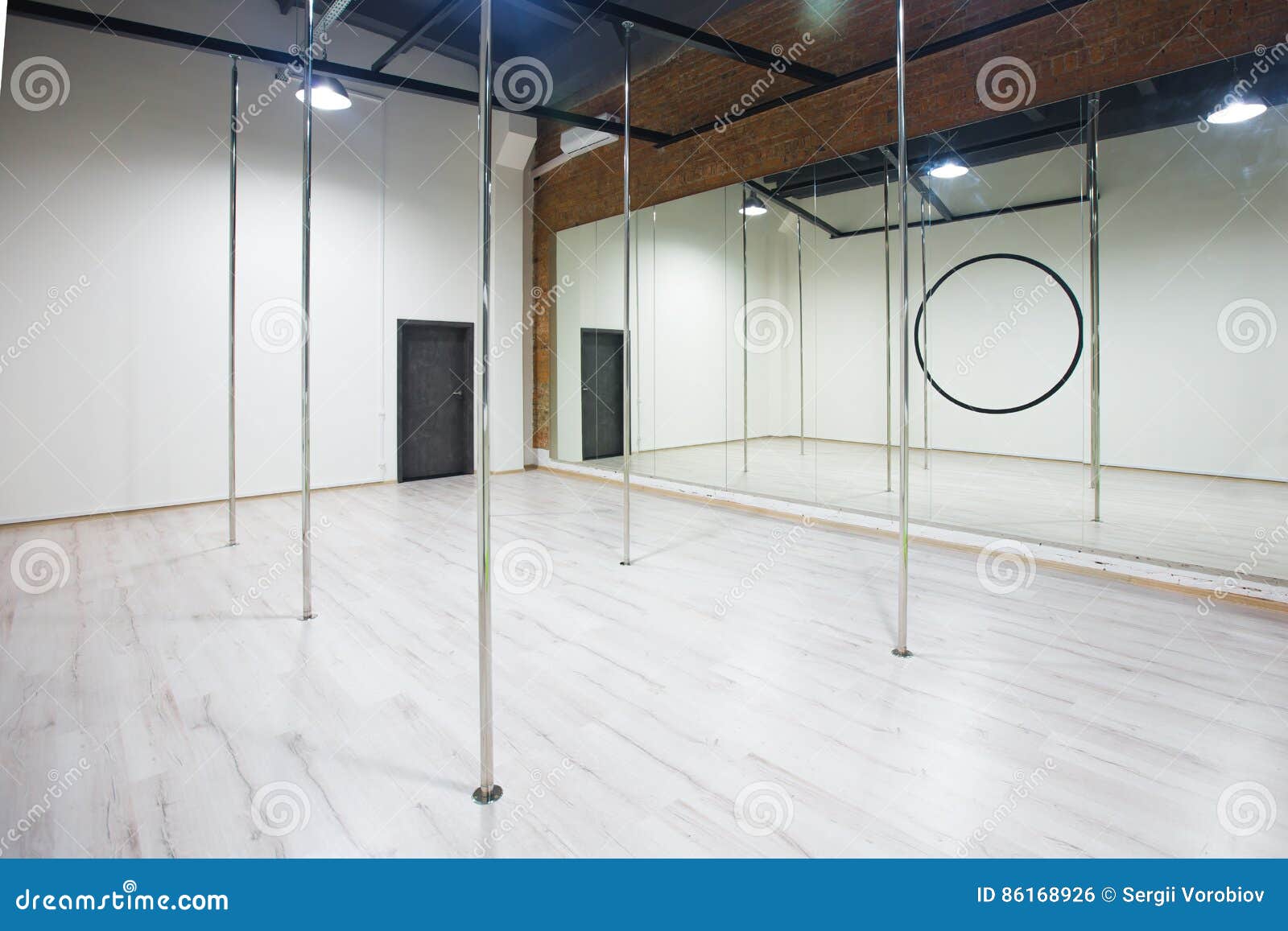 Interior Of Modern Dancing Studio For Pole Dance Stock Photo