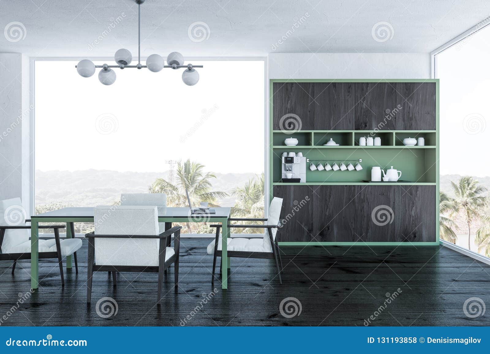 Green Cupboard Dining Room Interior Stock Illustration Illustration Of Home House 131193858