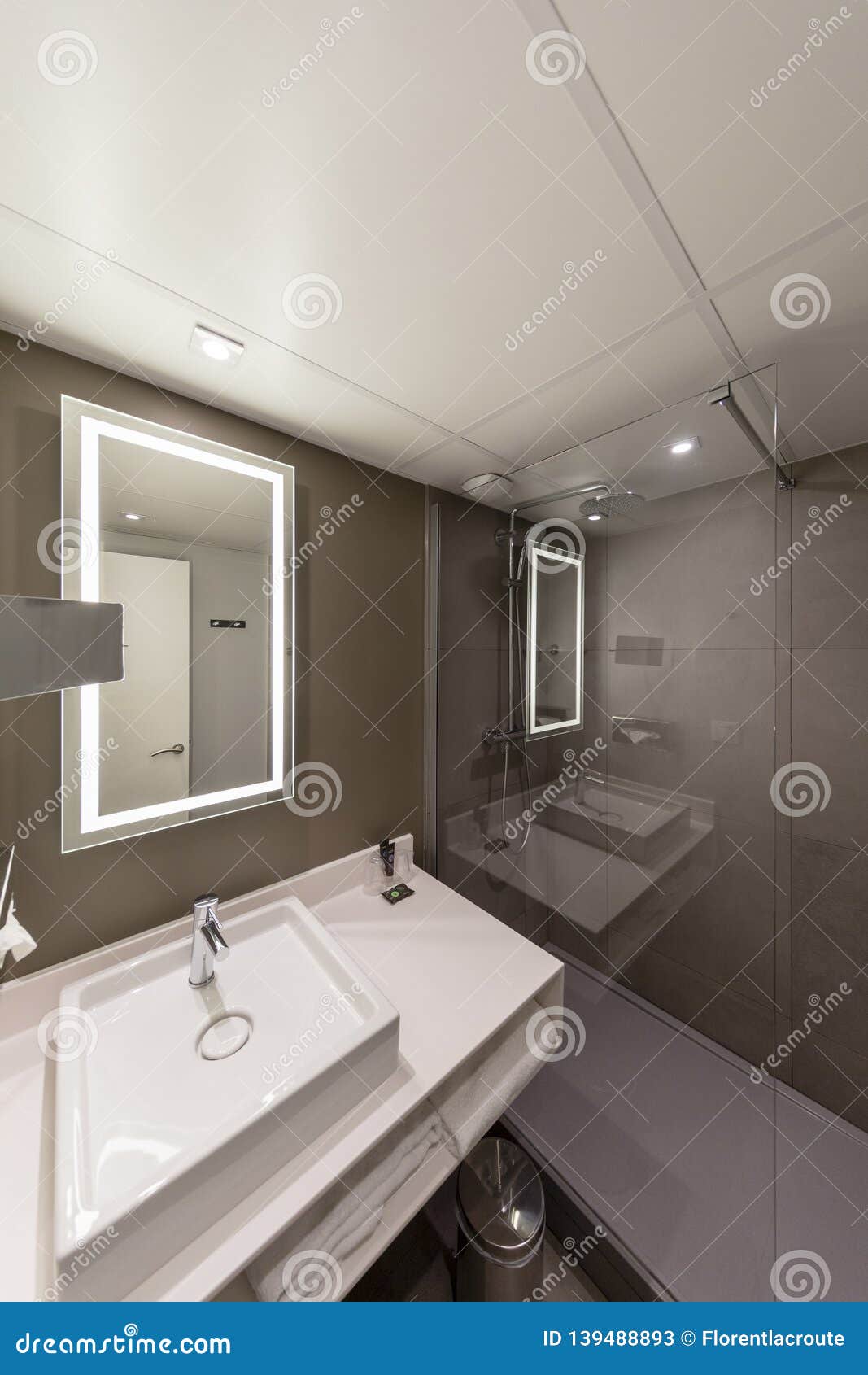 Interior of a Modern Hotel Bathroom with a Mirror Stock Image Image