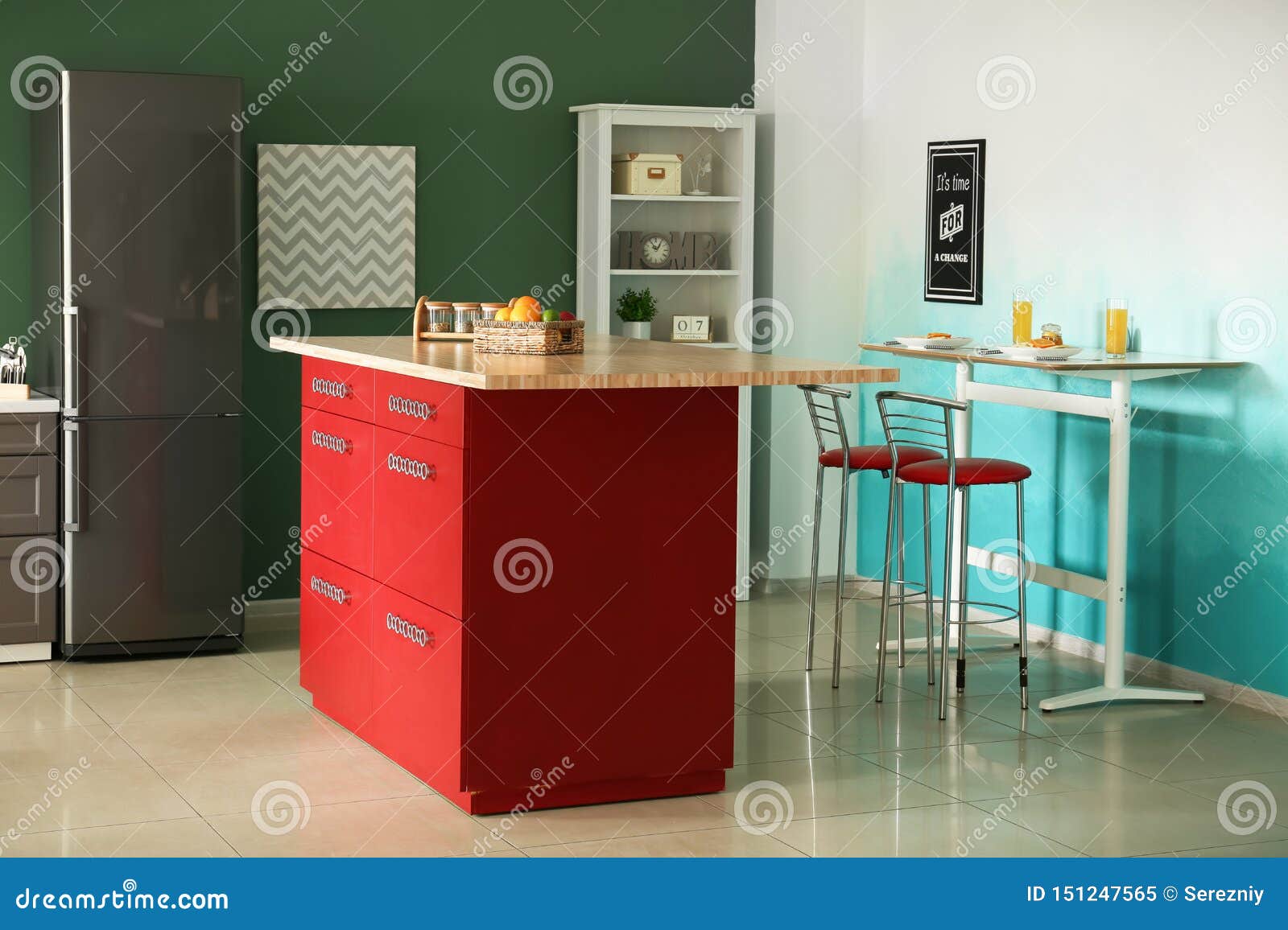 Interior of Modern Kitchen with Stylish Furniture Stock Image Image