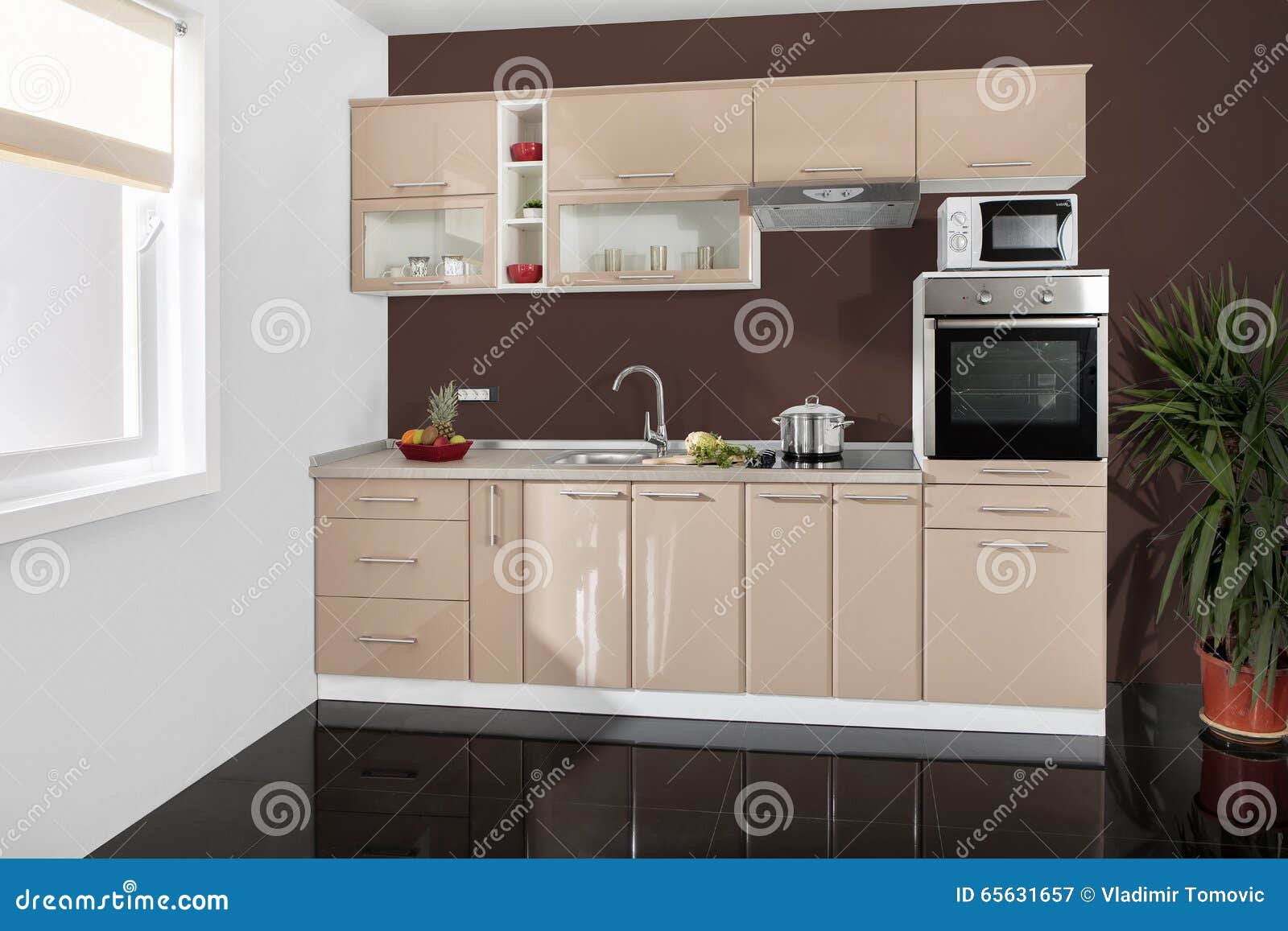 Interior Of A Modern Kitchen Wooden Furniture Simple And