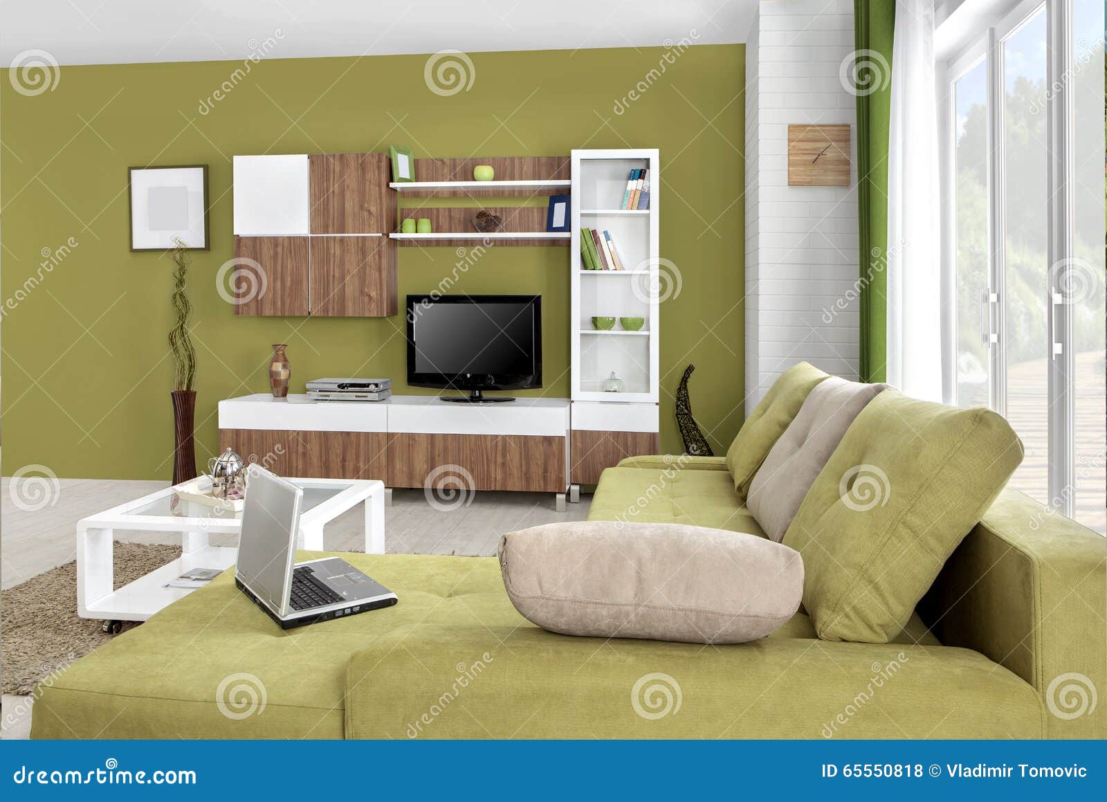 Interior of a Modern Living Room in Color Stock Photo - Image of room