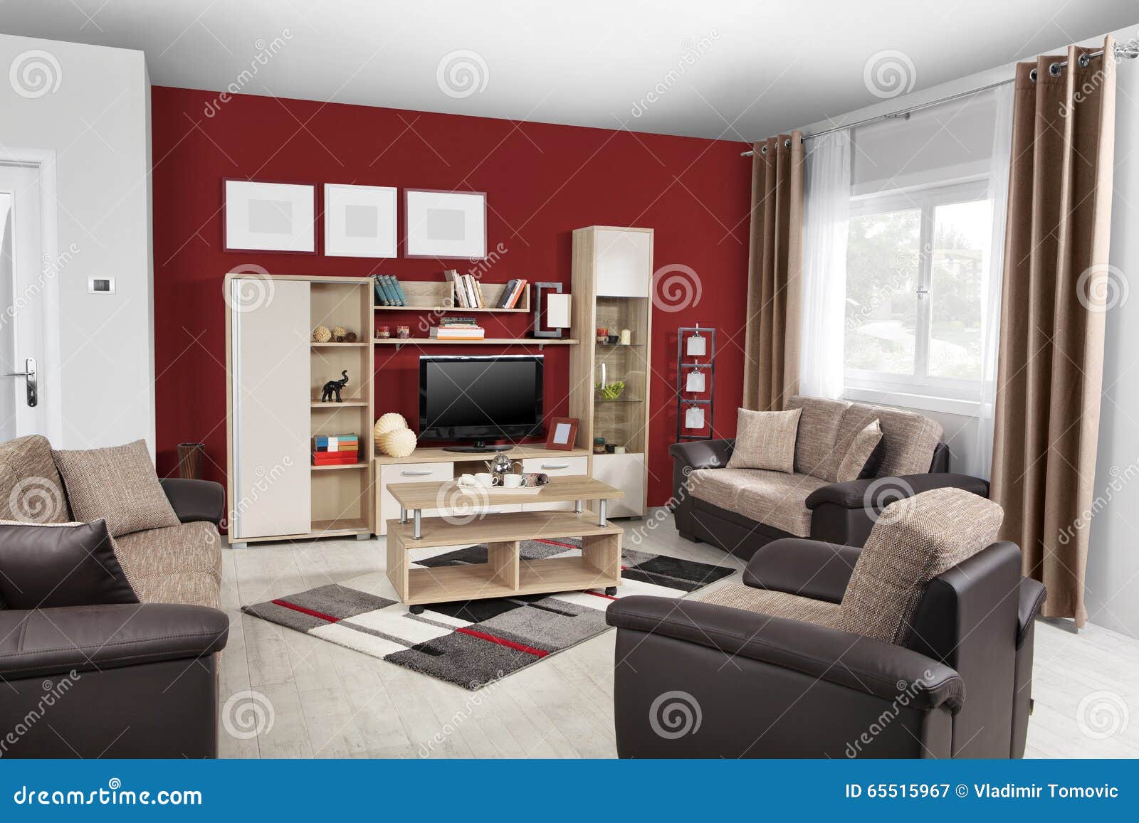 Interior of a Modern Living Room in Color Stock Image - Image of style