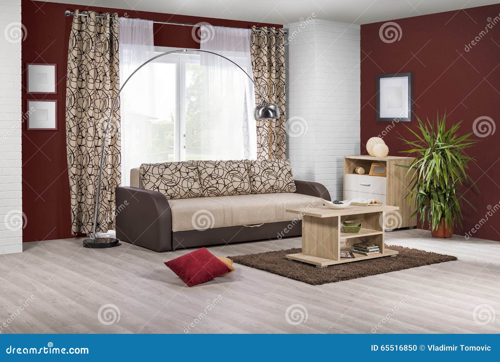 Interior of a Modern Living Room in Color Stock Photo - Image of