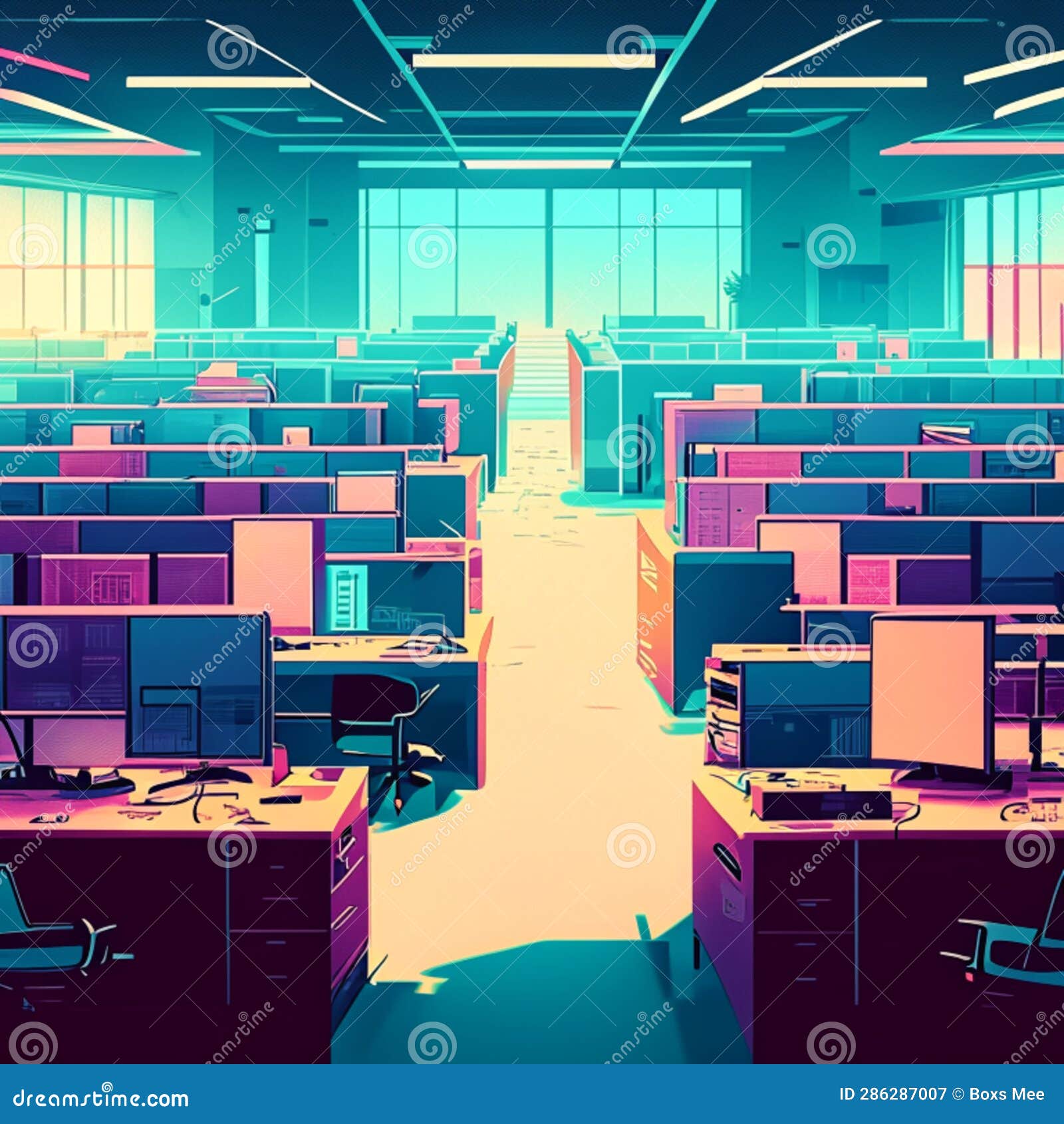 Interior of a Modern Office. 3d Rendering, 3d Illustration Stock