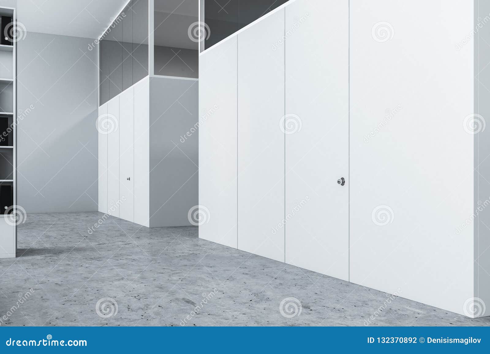 White Doors In Office Interior Stock Illustration