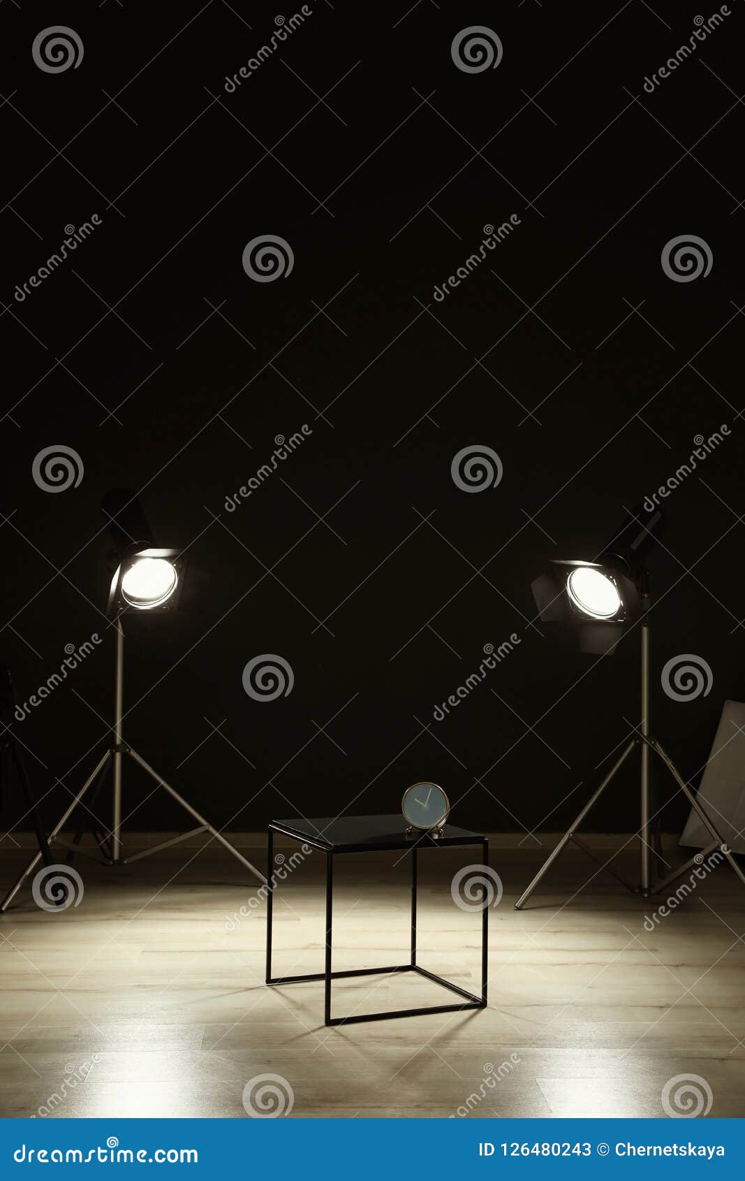 Interior of Modern Photo Studio with Table Stock Image Image of flash