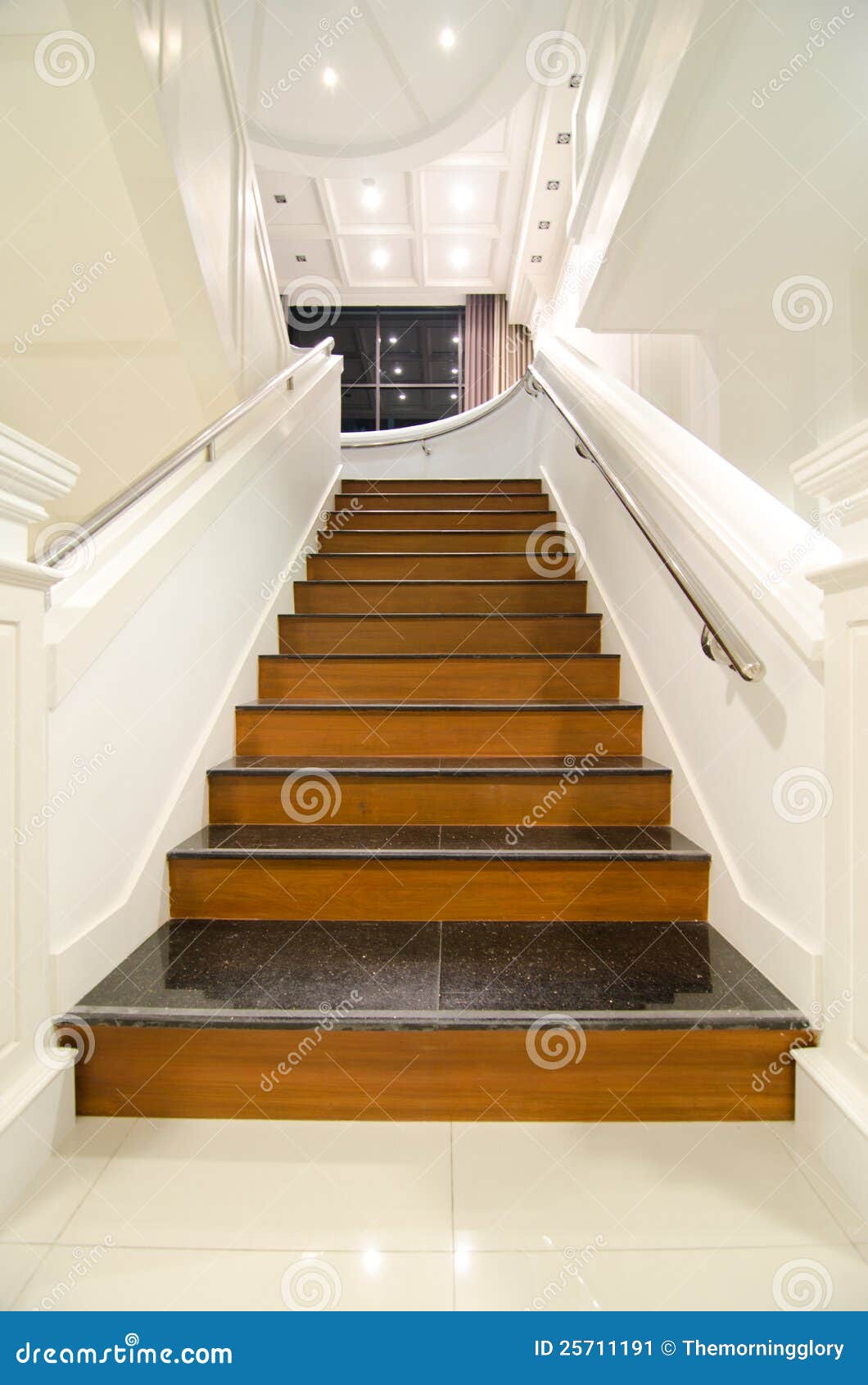 Interior Modern Villa, Wooden Staircase Stock Image Image of white