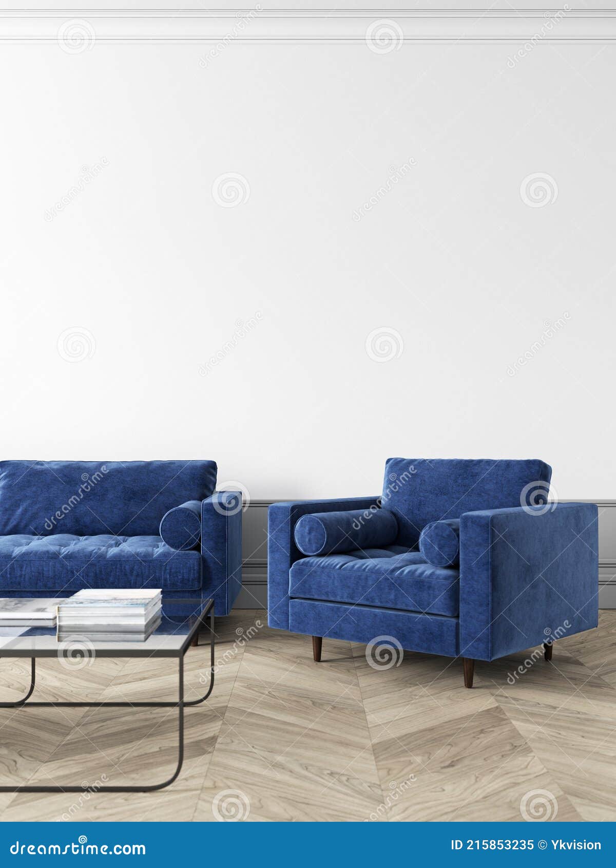 Contable Intentar Genuino Interior Moderno Blanco Con Sillón Y Sofá Muebles Azules. Stock de  ilustración - Ilustración de gris, butaca: 215853235