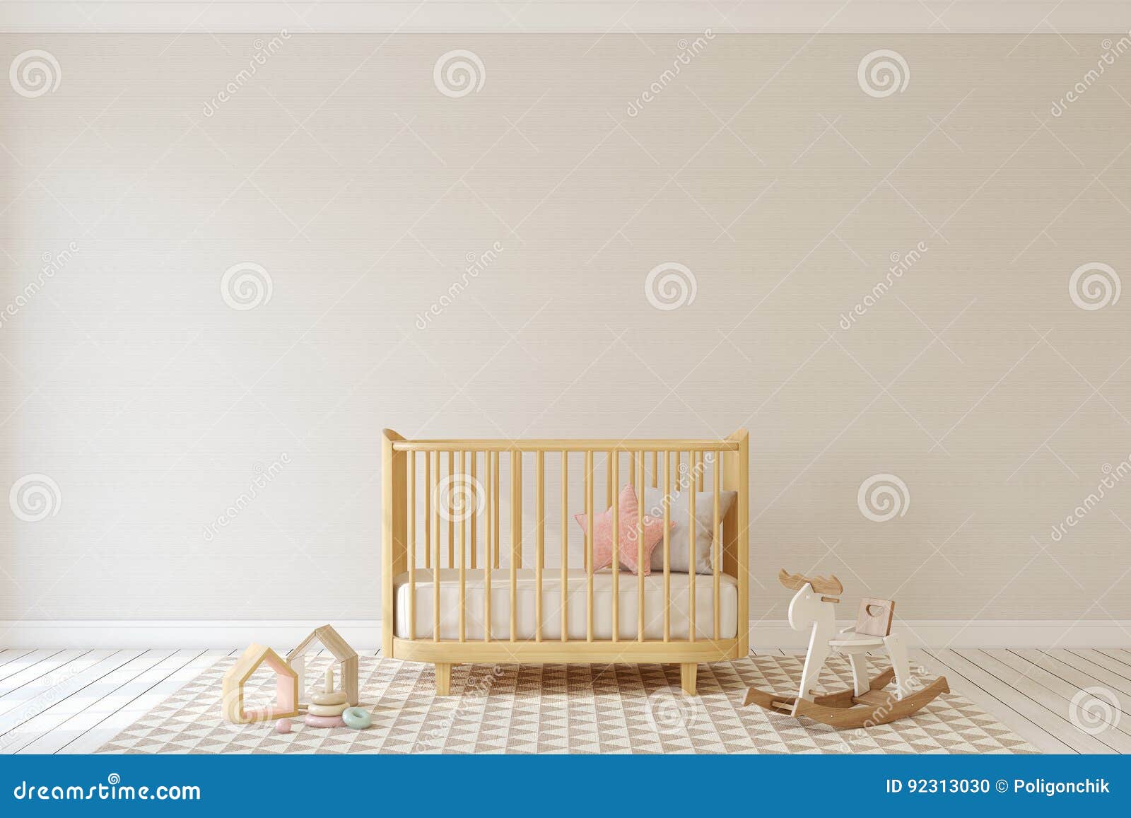 interior of nursery. 3d render.