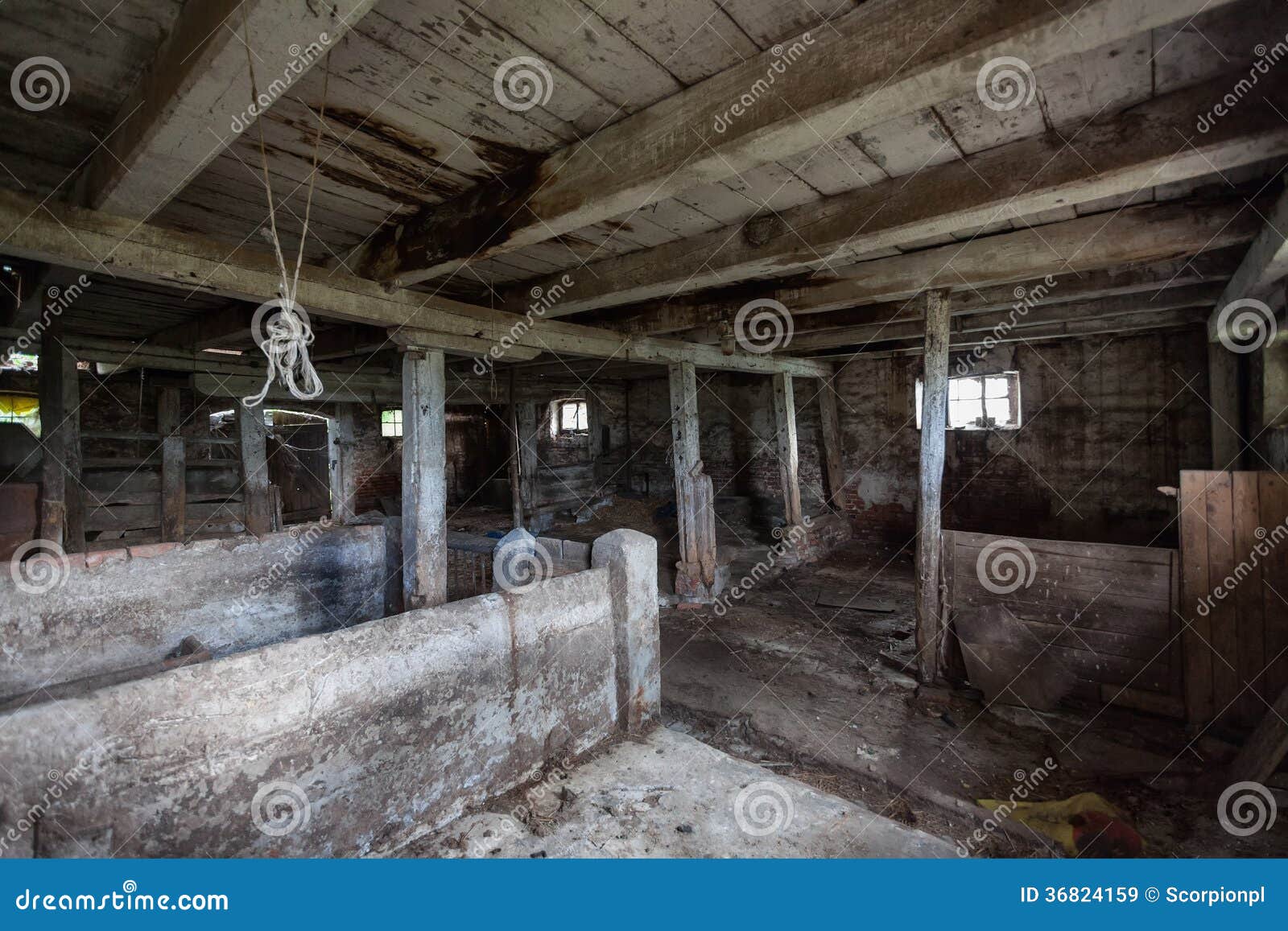 Interior of an Old, Decaying Barn Stock Image Image of indoor, house
