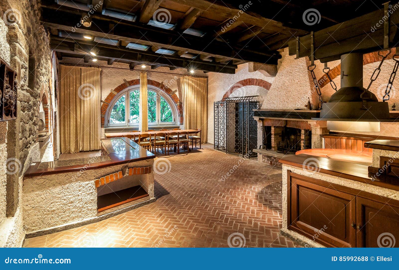 Interior of an old tavern. stock photo. Image of design - 85992688