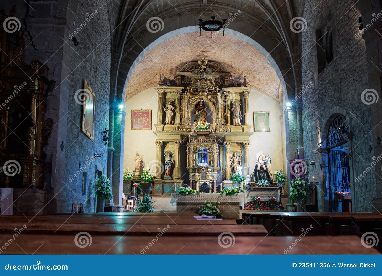 interior of parish church of our lady of the assumption, la alberca, salamanca, spain
