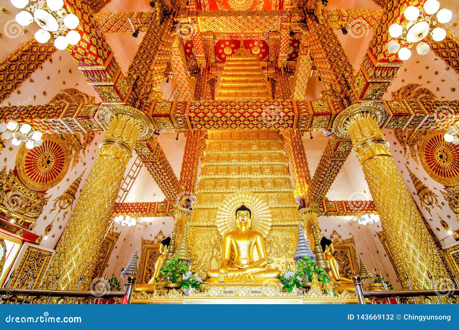 interior of phrathat nong bua. the pagoda modeled from mahabodhi temple india