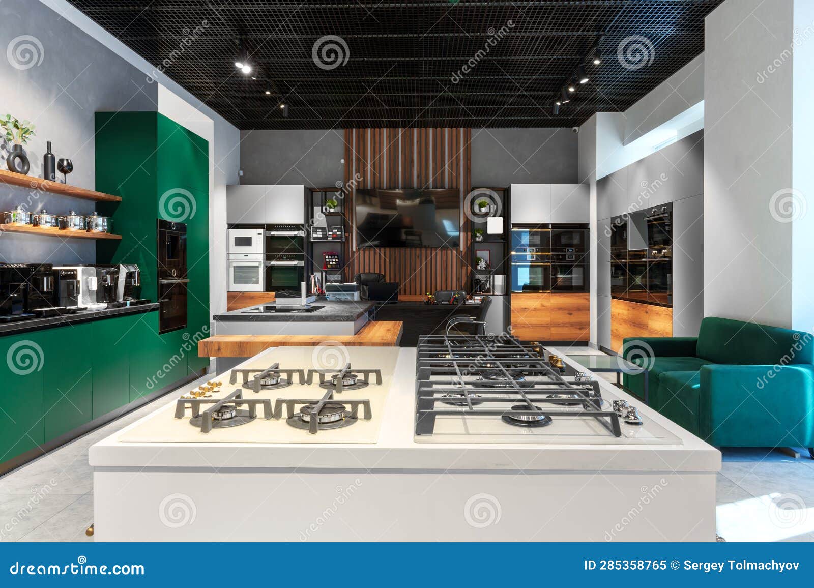 Interior of Premium Home Appliance Store in a Mall Close Up Stock Image