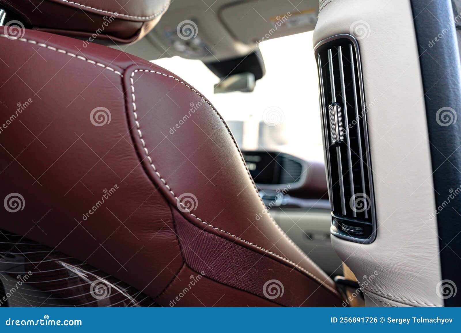 Interior of Prestige Modern Car with Leather Seats Stock Photo Image