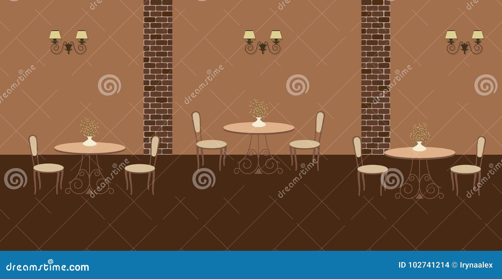 Interior Of Restaurant In A Brown Colors Stock Vector