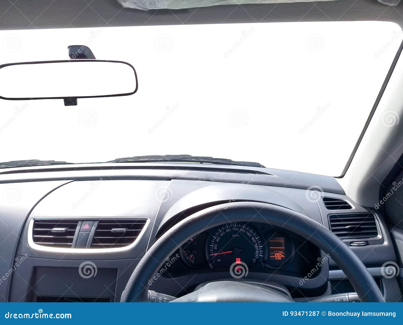 Interior of Right Hand Drive Car, Front View Mirror Stock Image Image