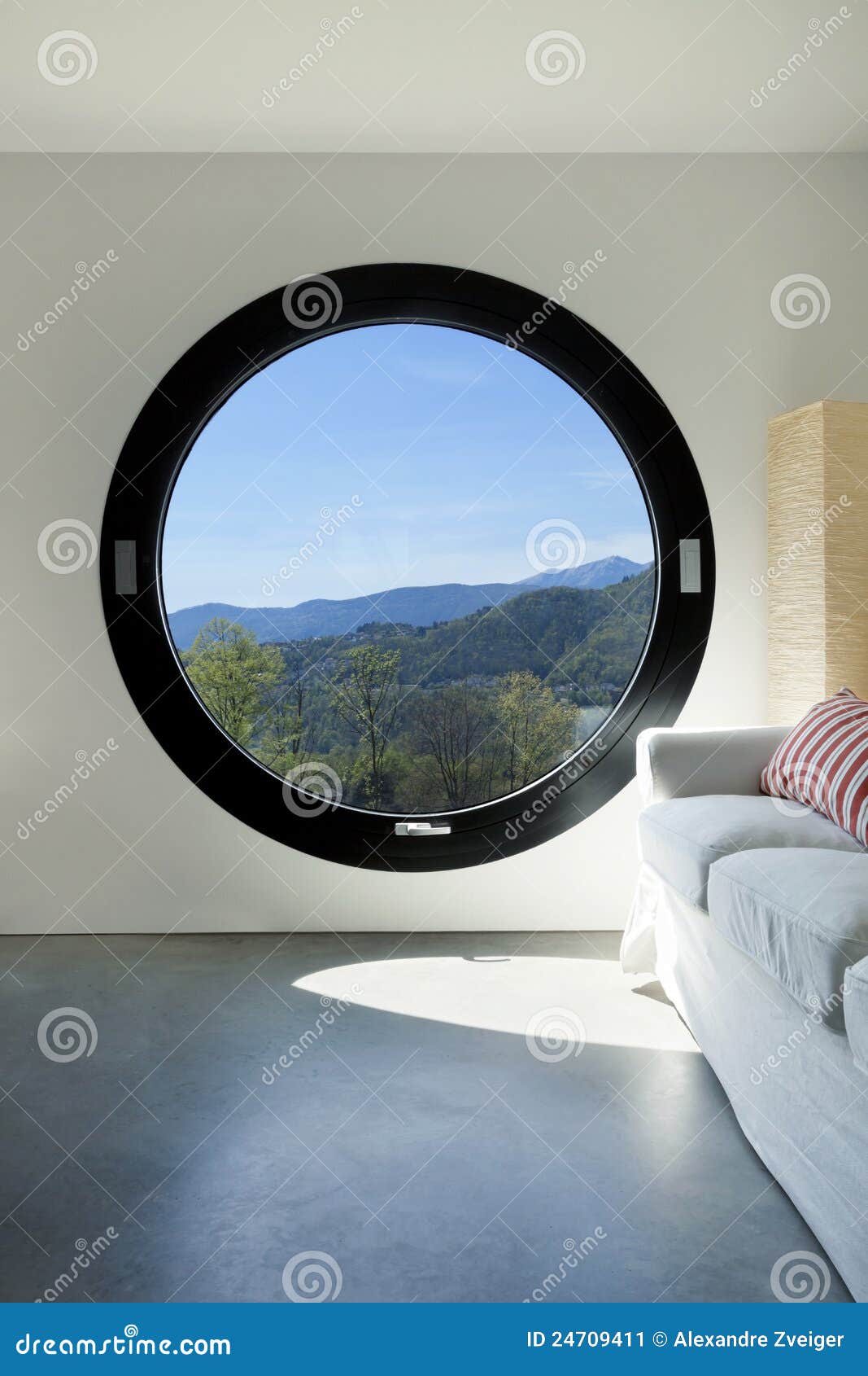 Interior, Room with Large Porthole Stock Image Image of modern, divan