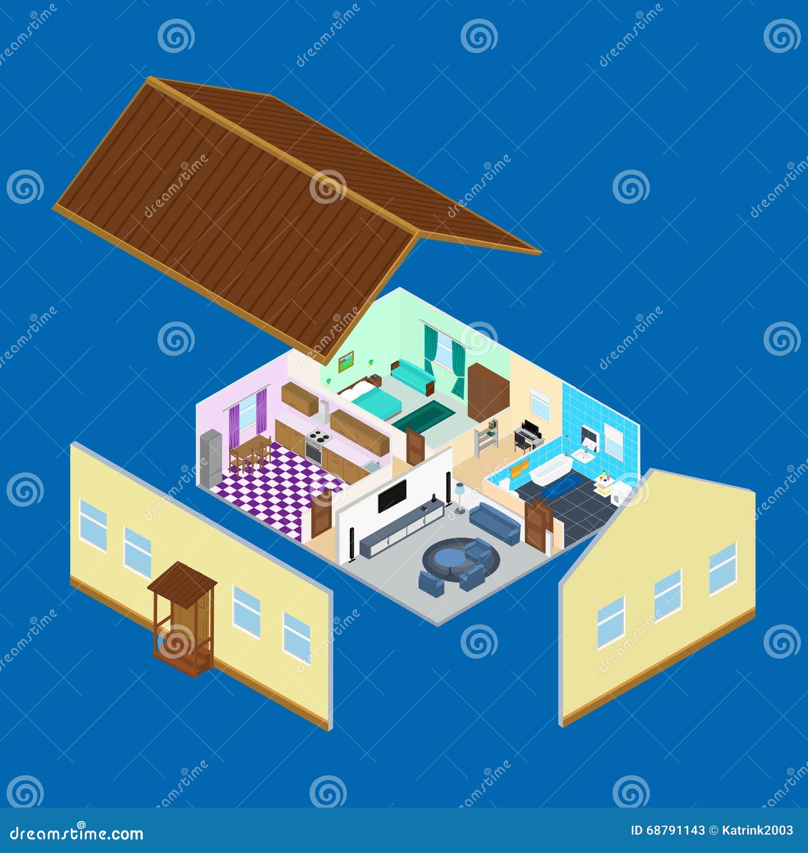 Interior Of The Rooms Inside The House. Cartoon Vector | CartoonDealer