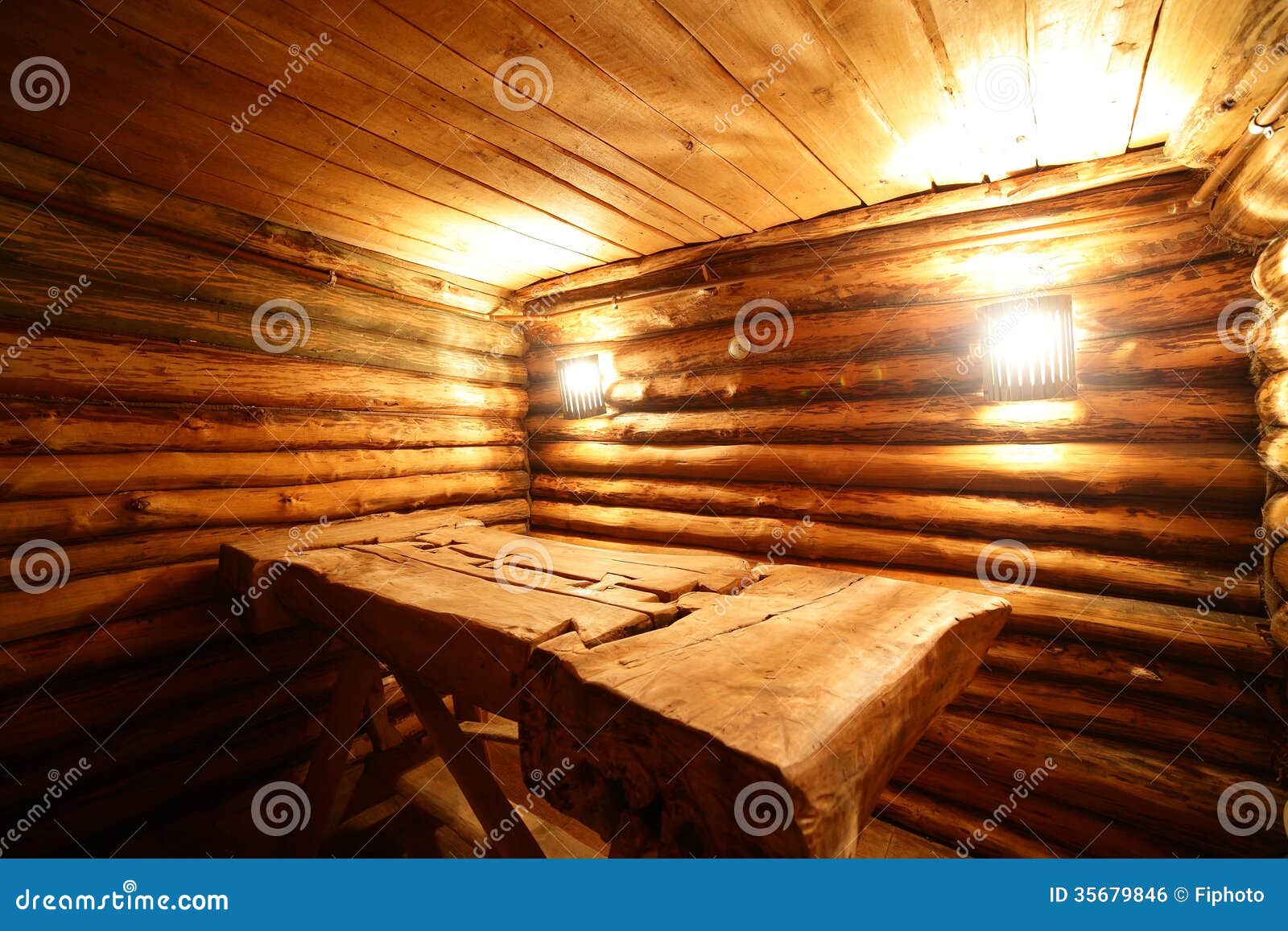 Interior of Russian Wooden Sauna Stock Photo Image of decor