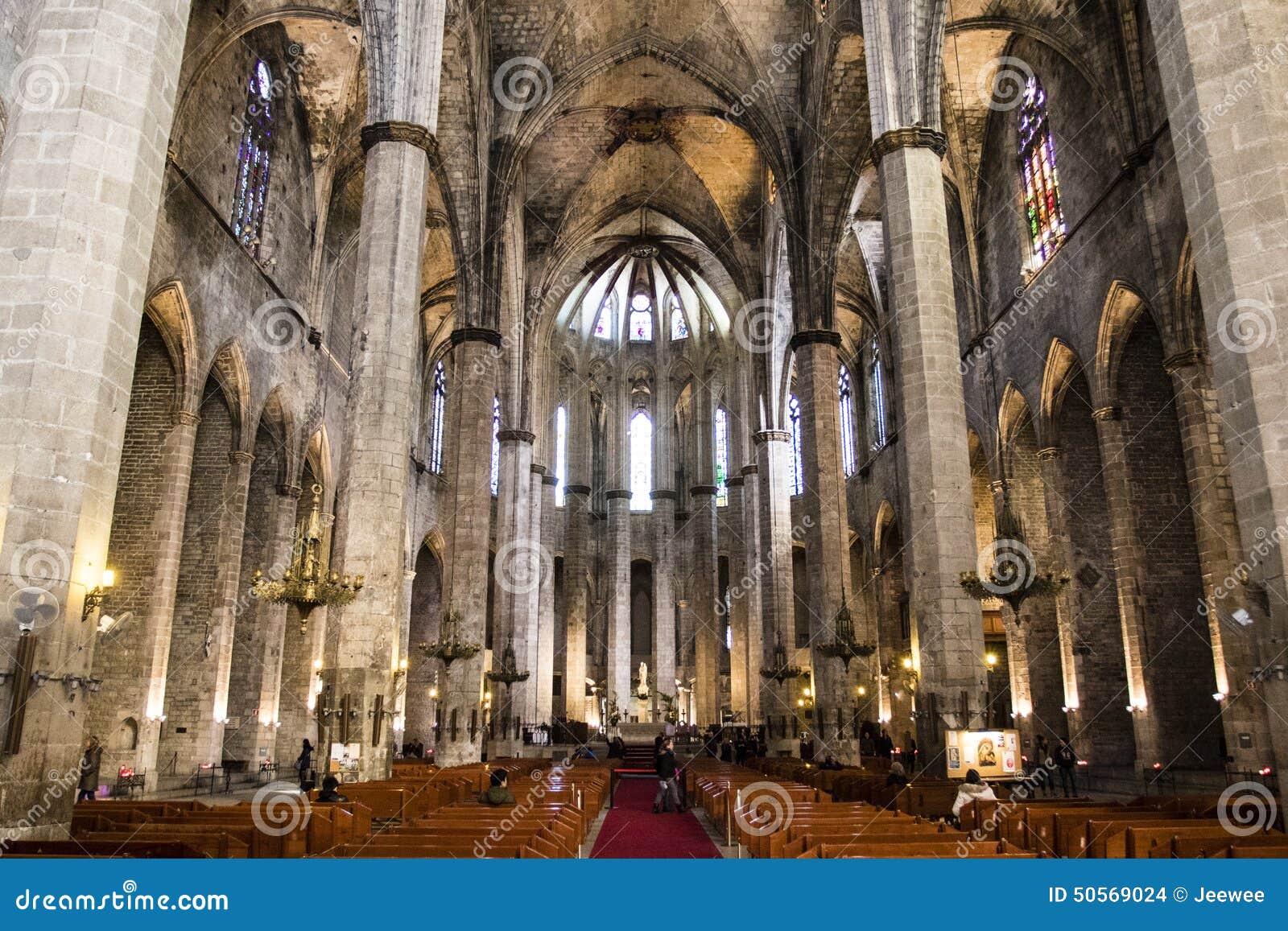 Interior of the Santa Maria Del Mar Church in Barcelona, Catalonia, Spain  Editorial Stock Image - Image of catalonia, religion: 50569024