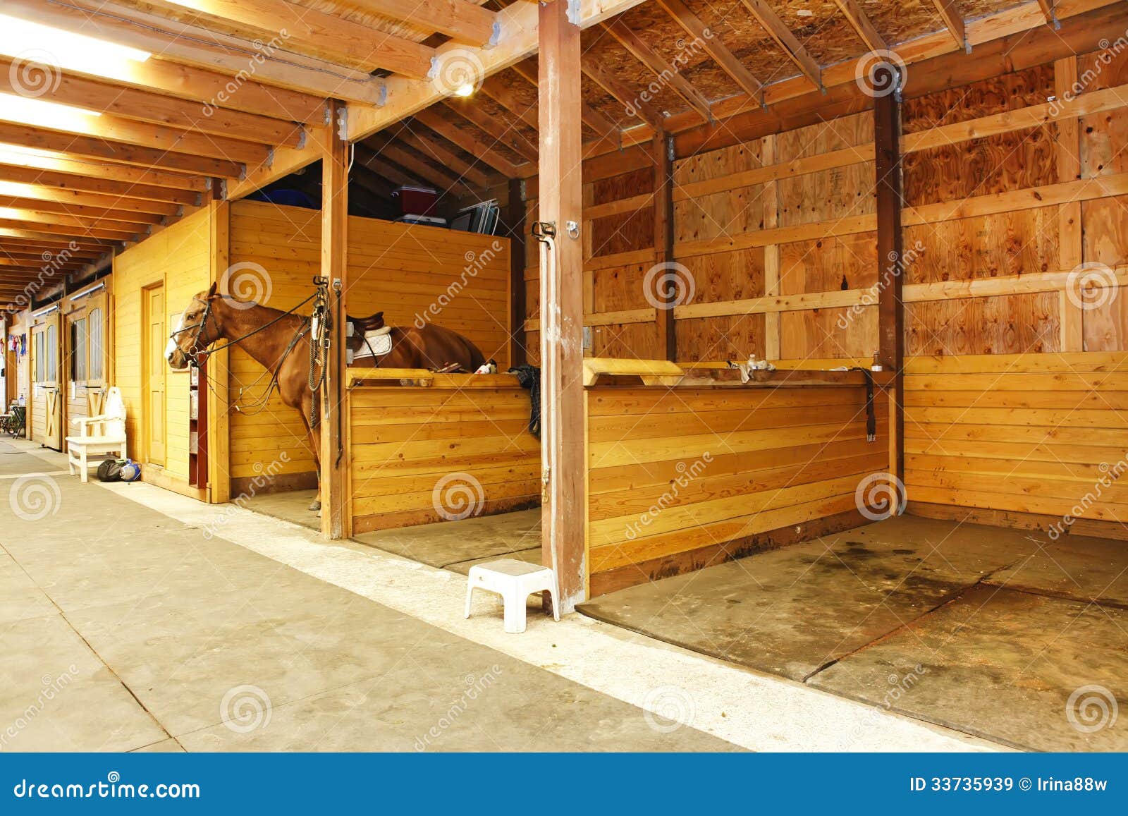 Interior Of Shed With Horse Stables. Royalty Free Stock 