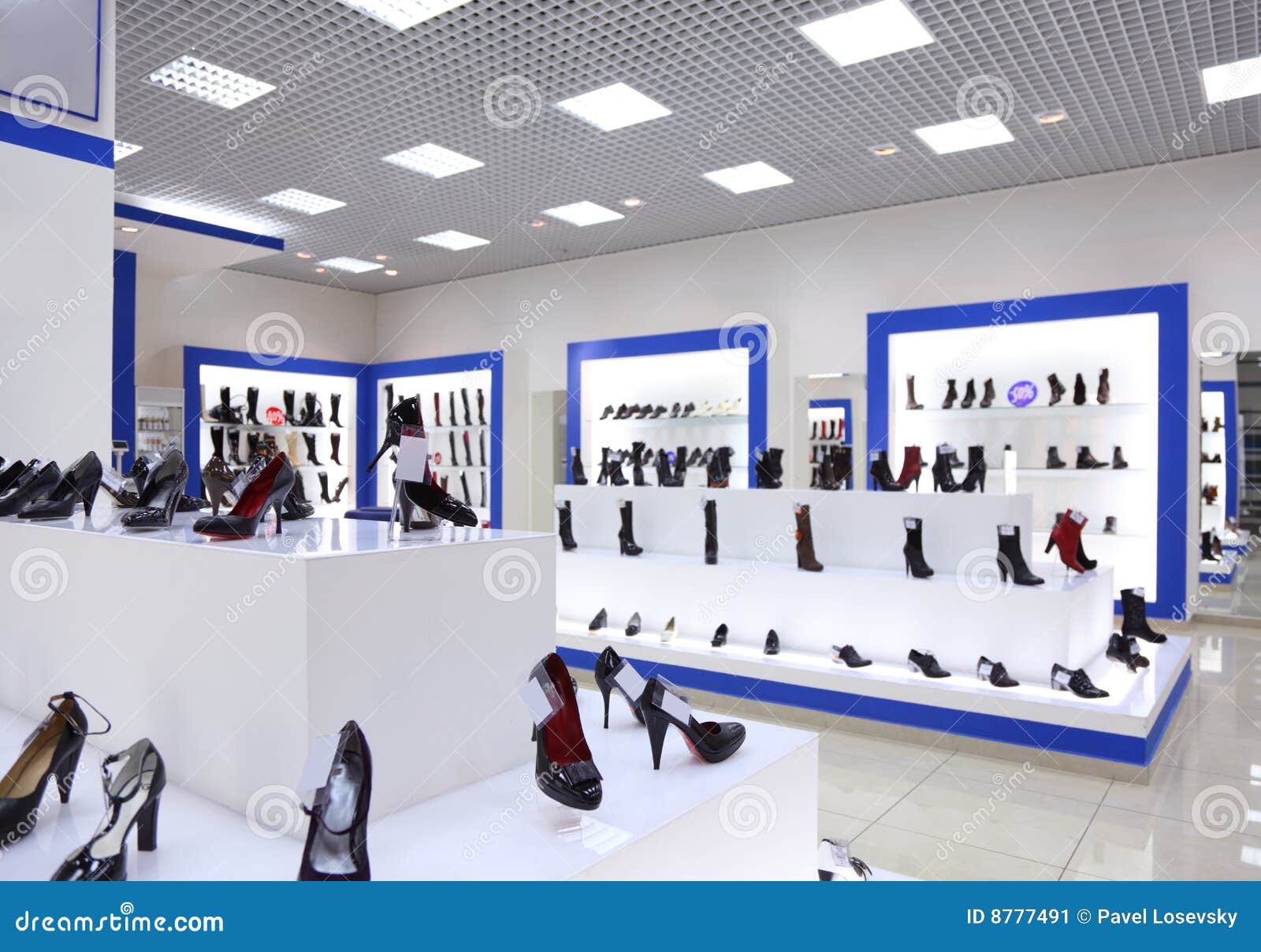 Interior of shoe shop stock image. Image of interior, display 8777491