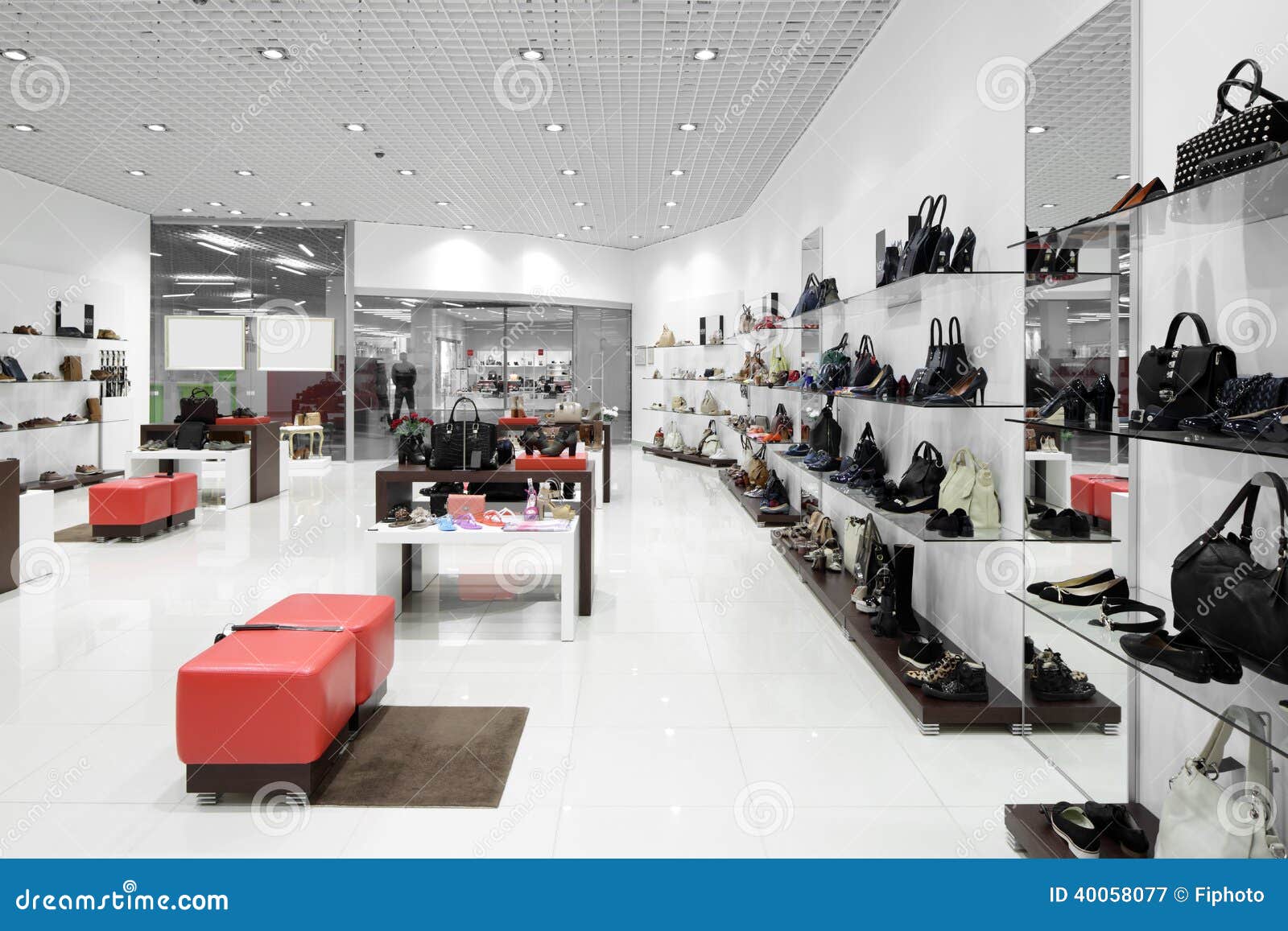 Interior of Shoe Store in Modern European Mall Stock Image - Image of ...