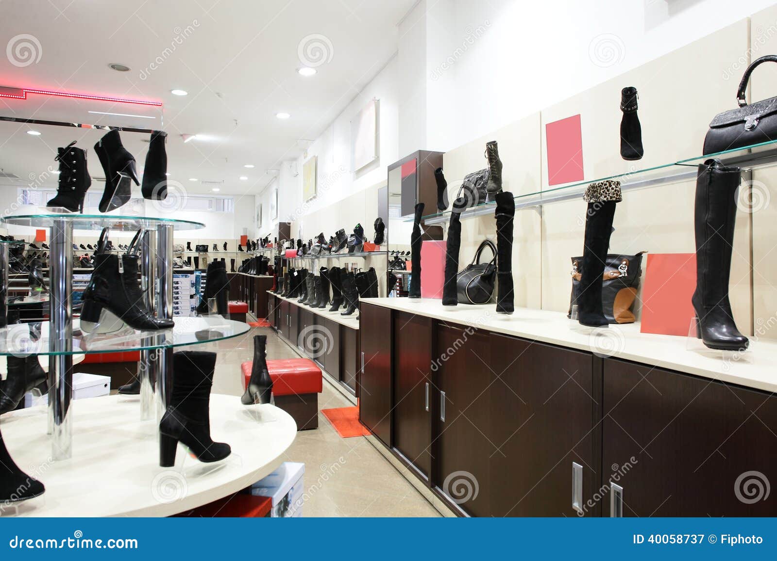 Interior Of Shoe Store In Modern European Mall Stock Image