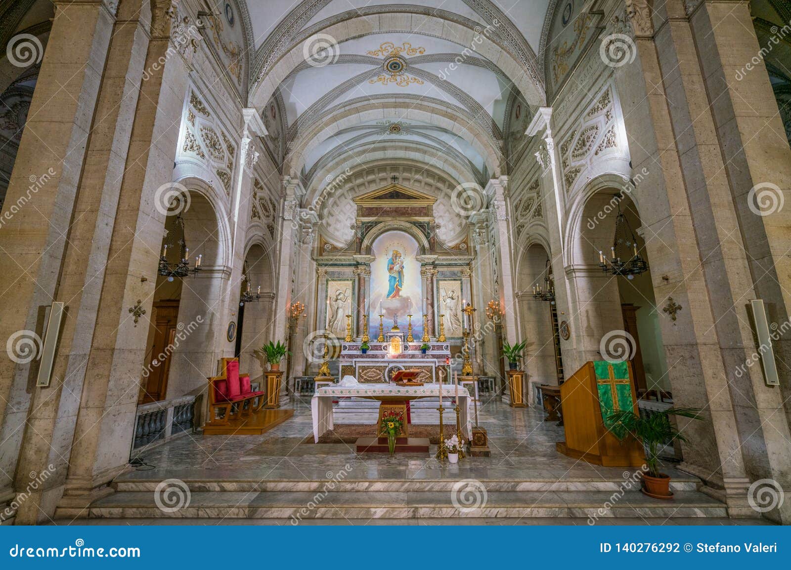 interior sight from church of nostra signora del sacro cuore in piazza navona, rome, italy.