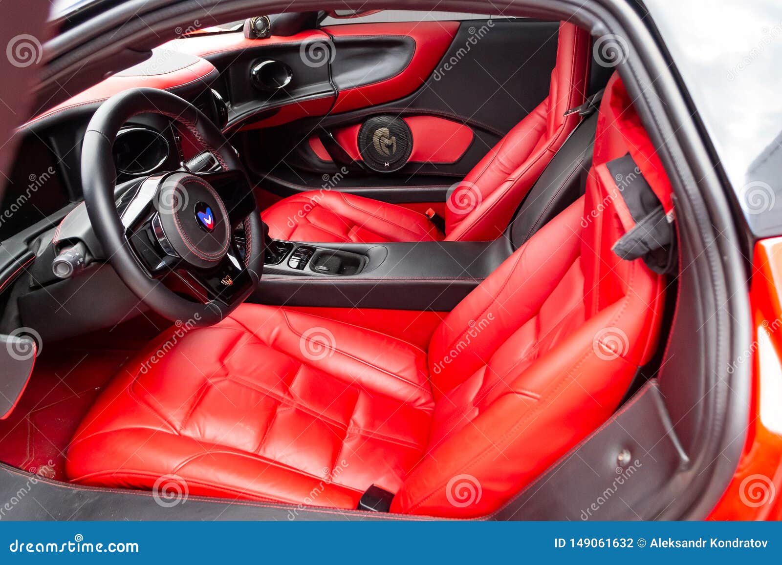 Interior Of A Sports Car Marussia B1 Of Red Color With