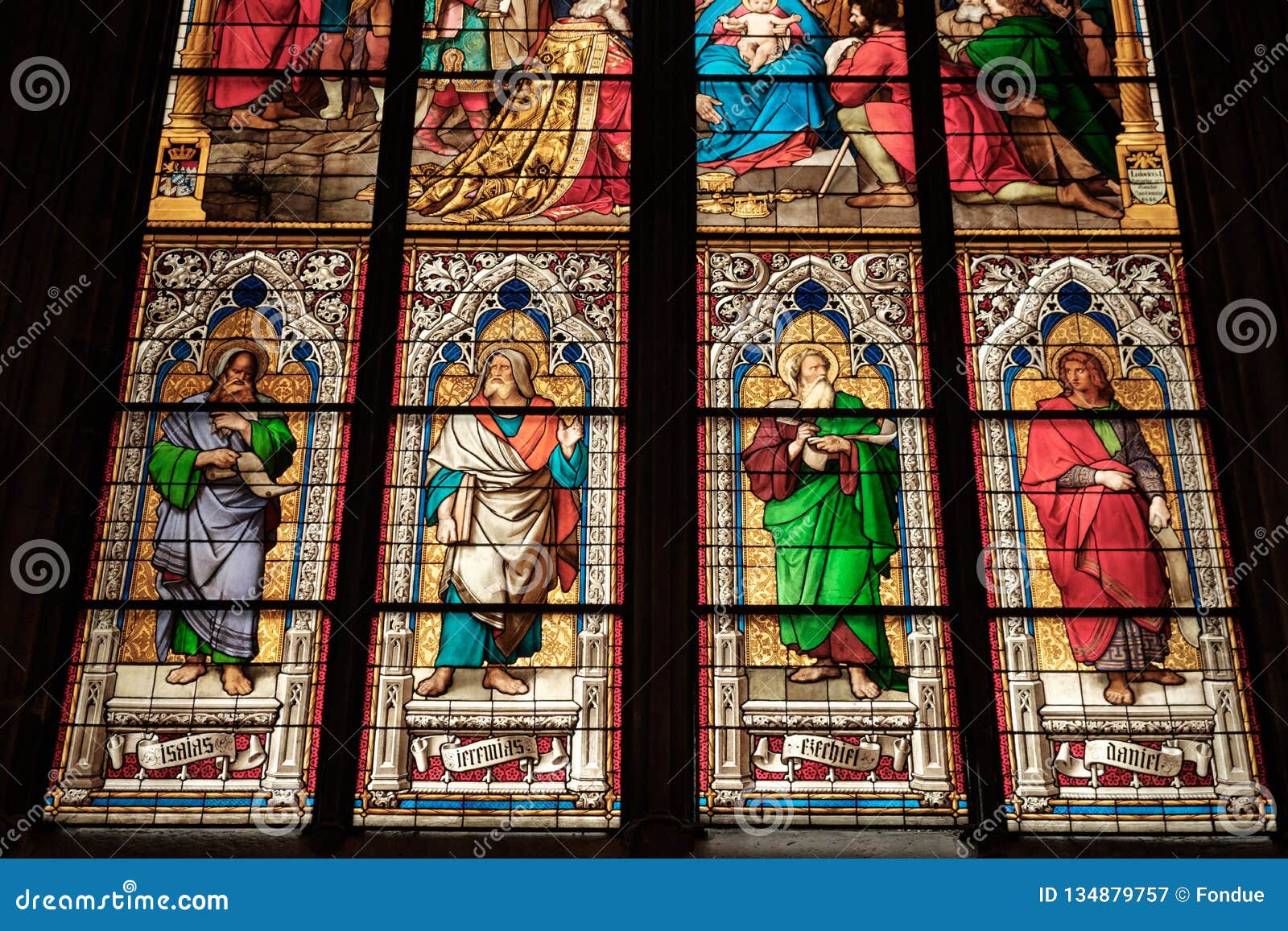 Interior Stained Glass Painting In Cologne Cathedral Church