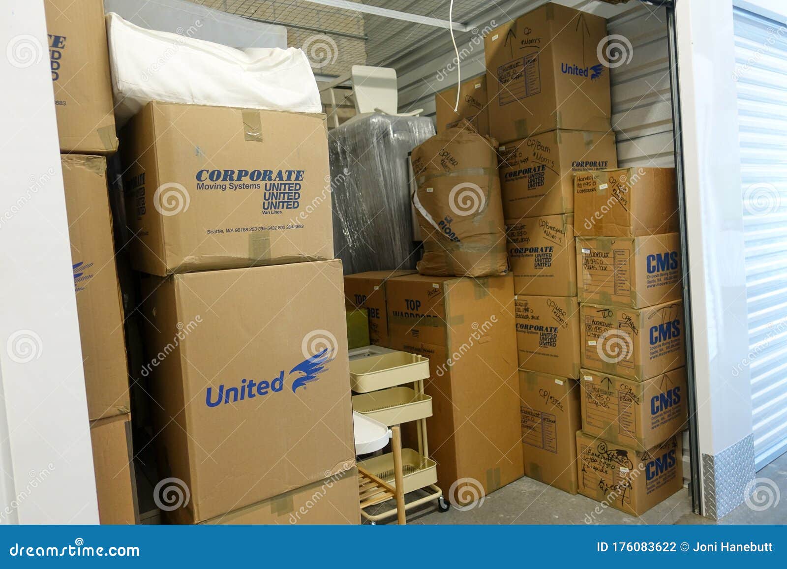 An Interior of a Storage Space Unit Displaying the Boxes at Extra Space