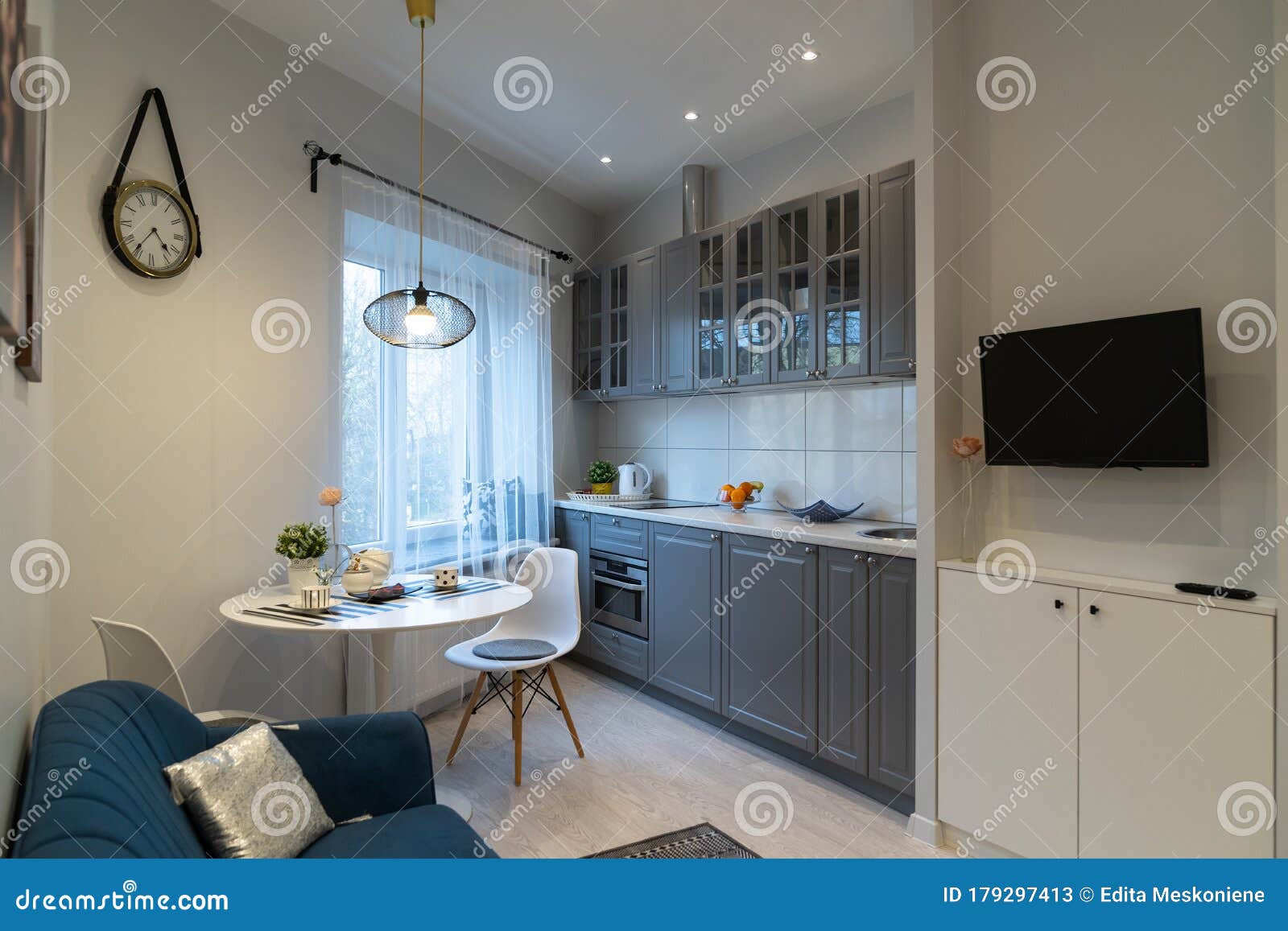 Interior Of A Studio Apartment, Kitchen Stock Image - Image Of Area,  Drawers: 179297413