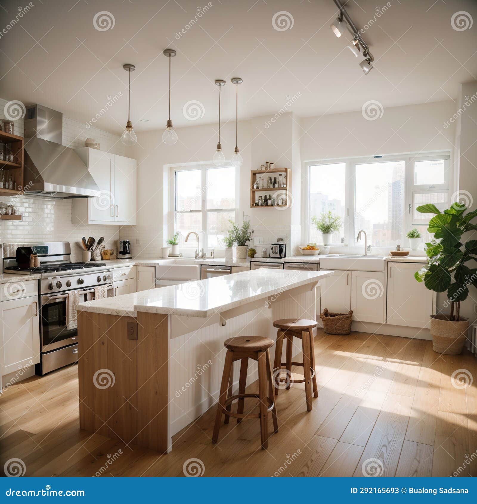 Beige kitchen countertops close up Stock Photo by ©denisismagilov