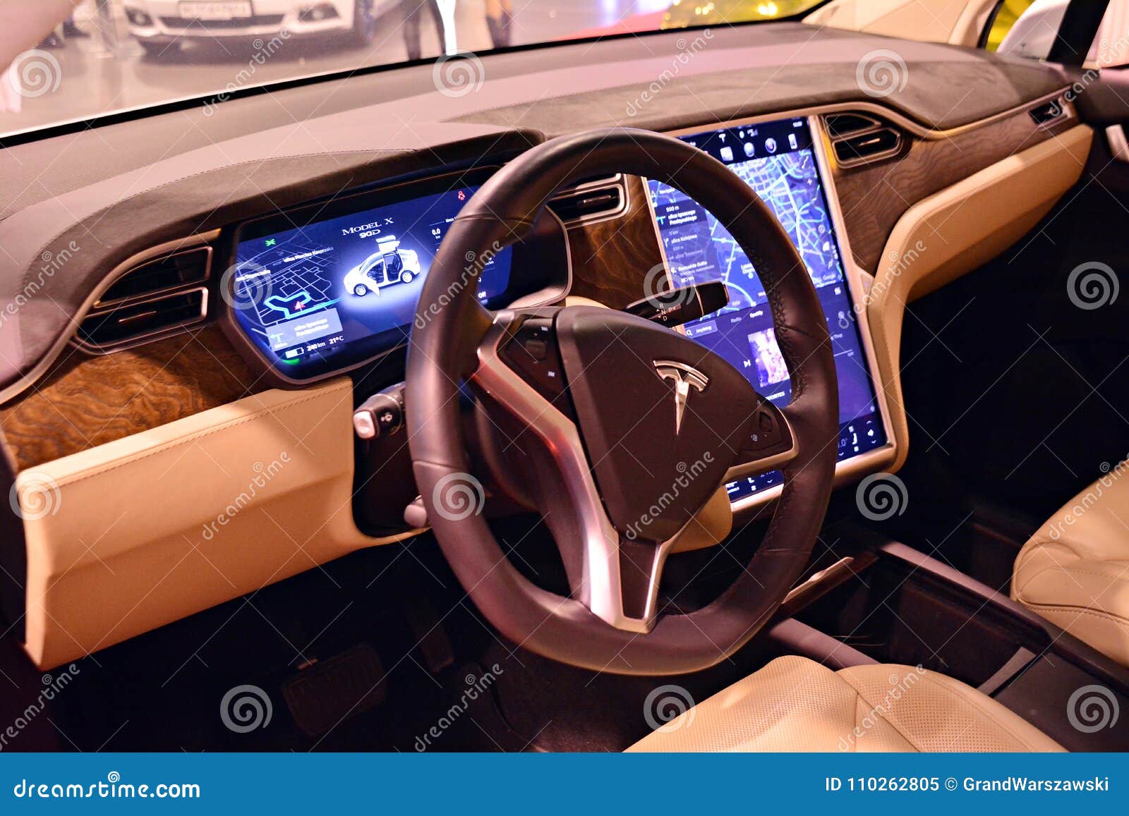 Interior Of Tesla Model X 90d Car Editorial Image Image