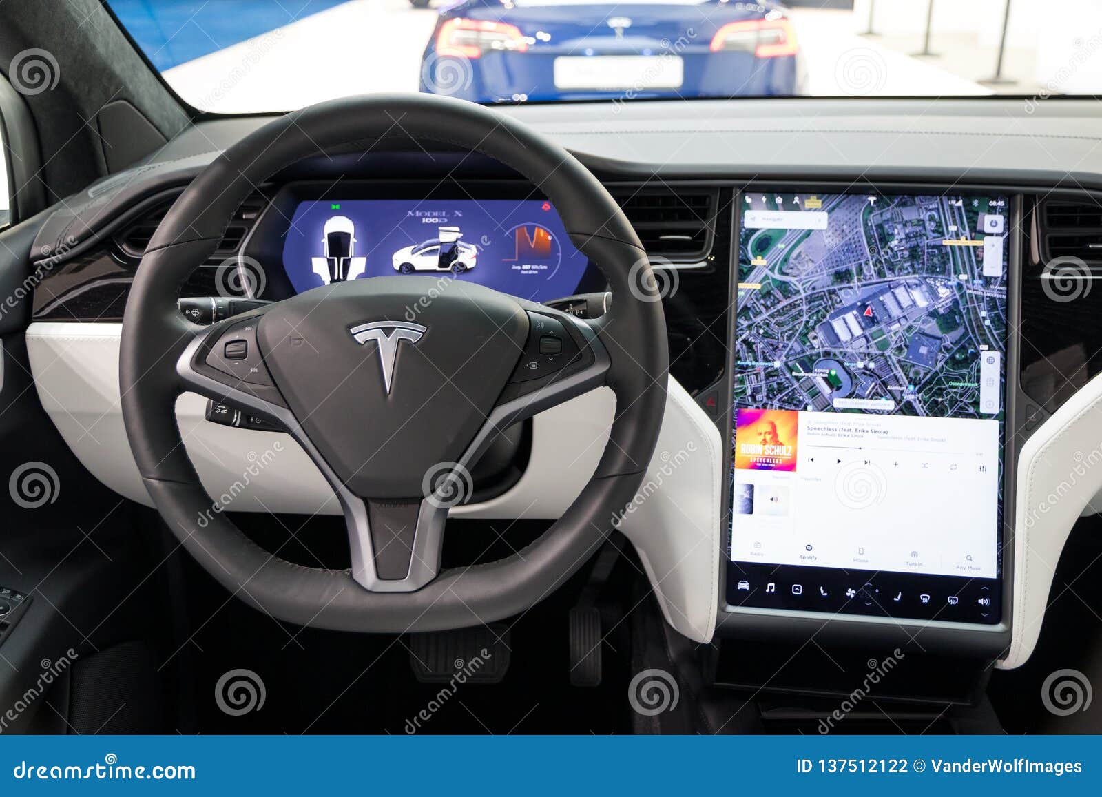 Interior Tesla Model X Luxury Electric Car Editorial