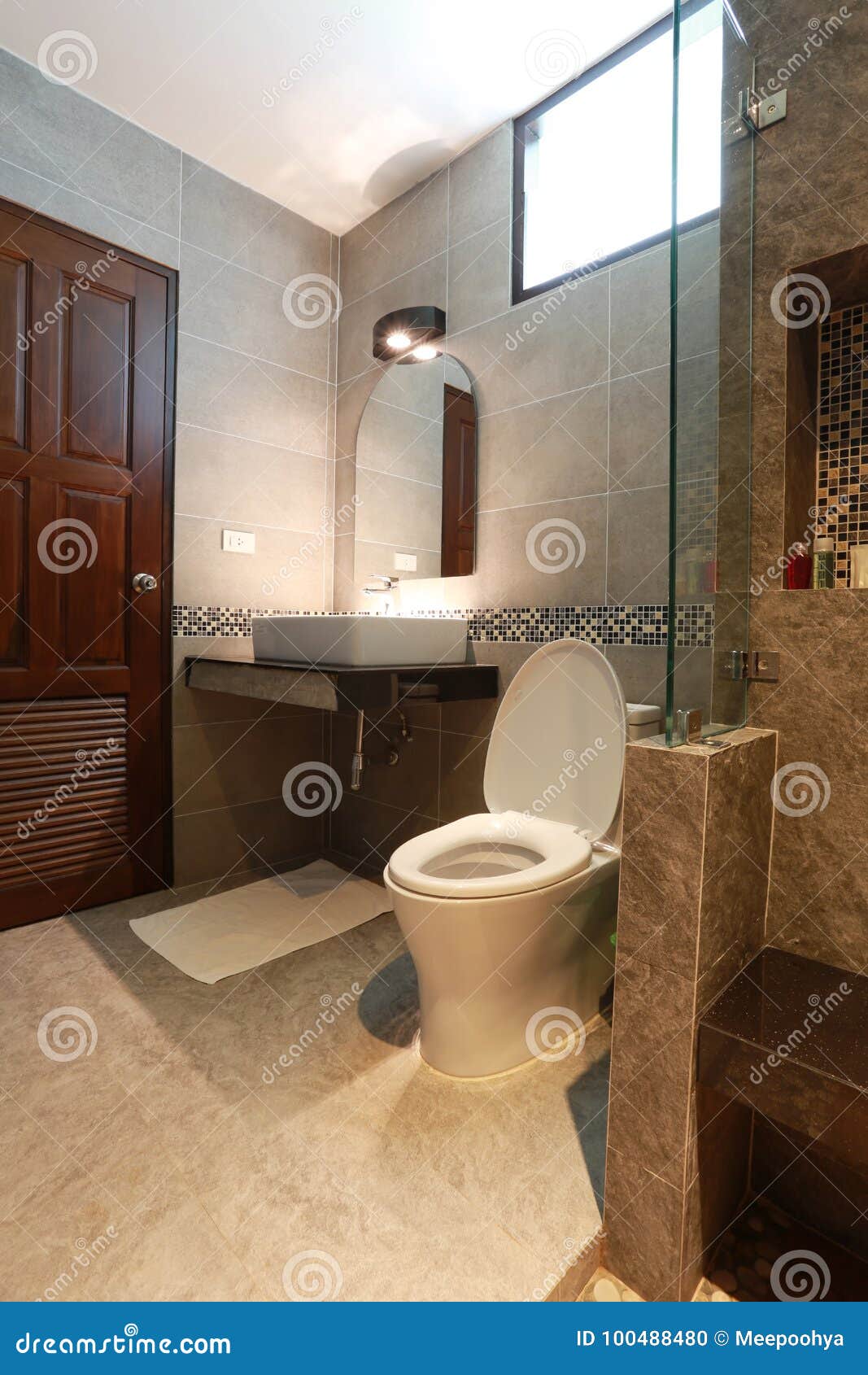 Interior toilet in house. stock photo. Image of bath 100488480