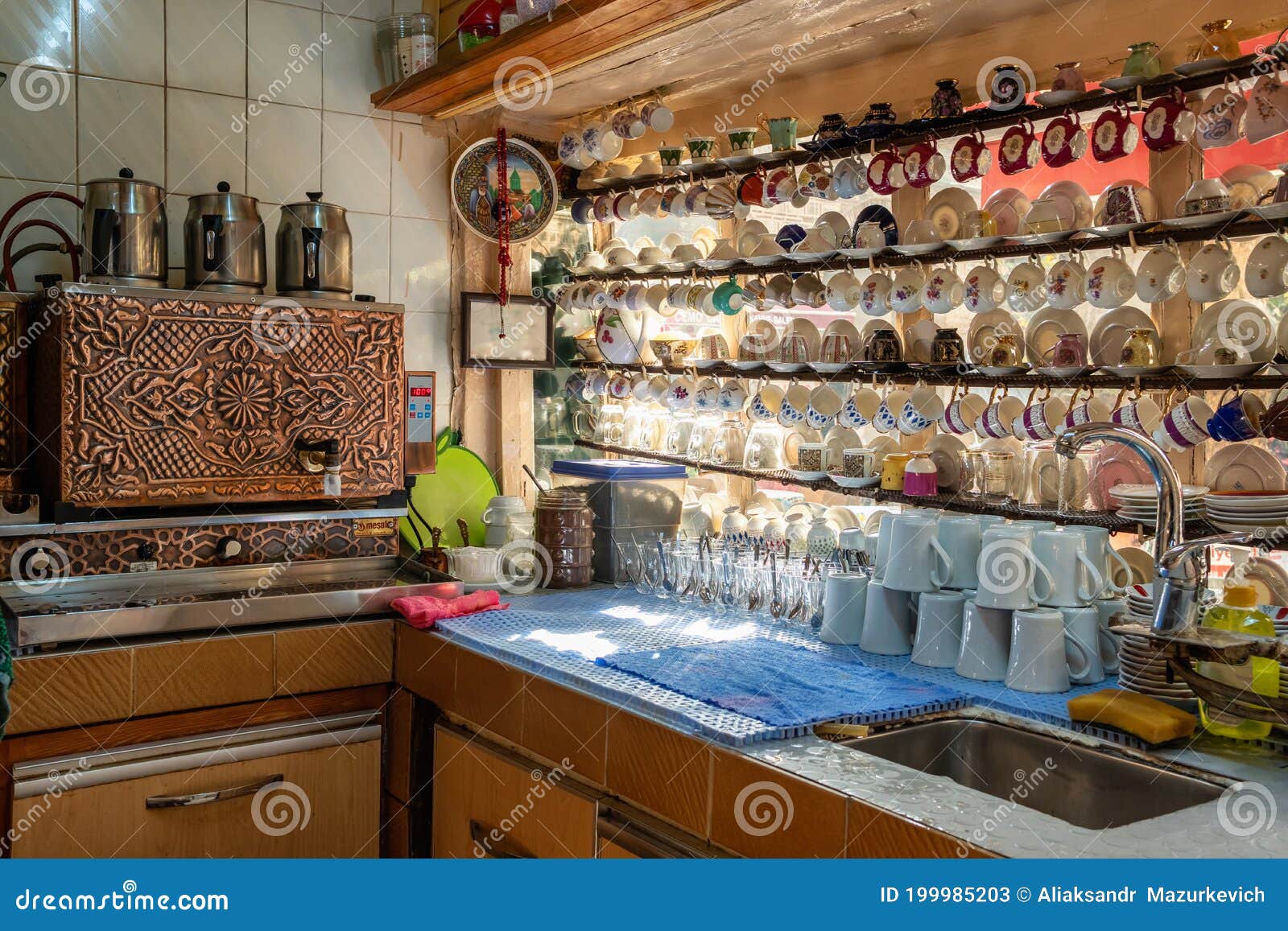 Interior of the Traditional Tea Shop in Turkey. Editorial Stock Photo