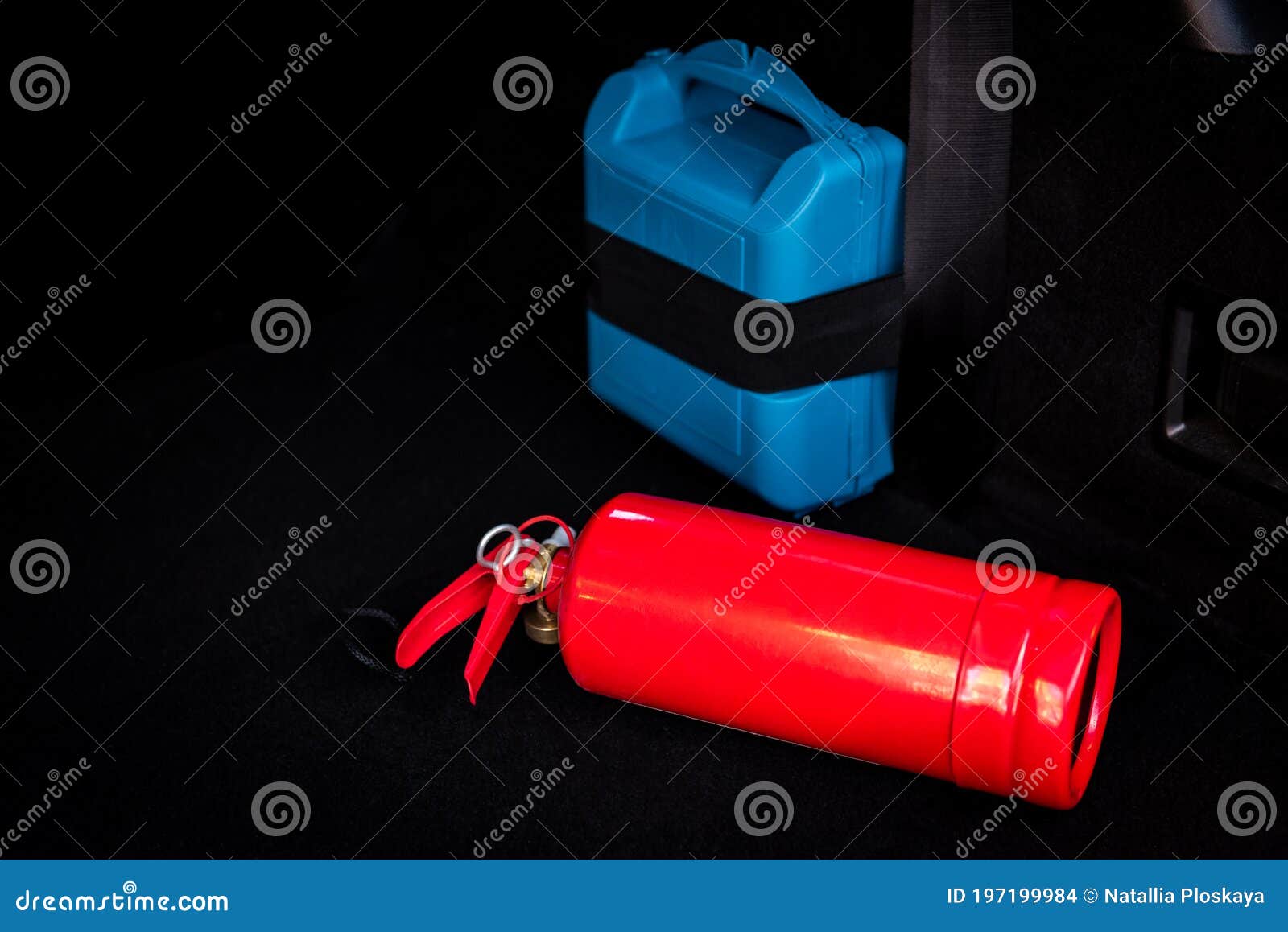 The Interior of the Trunk of the Car in Which There is a First Aid Kit