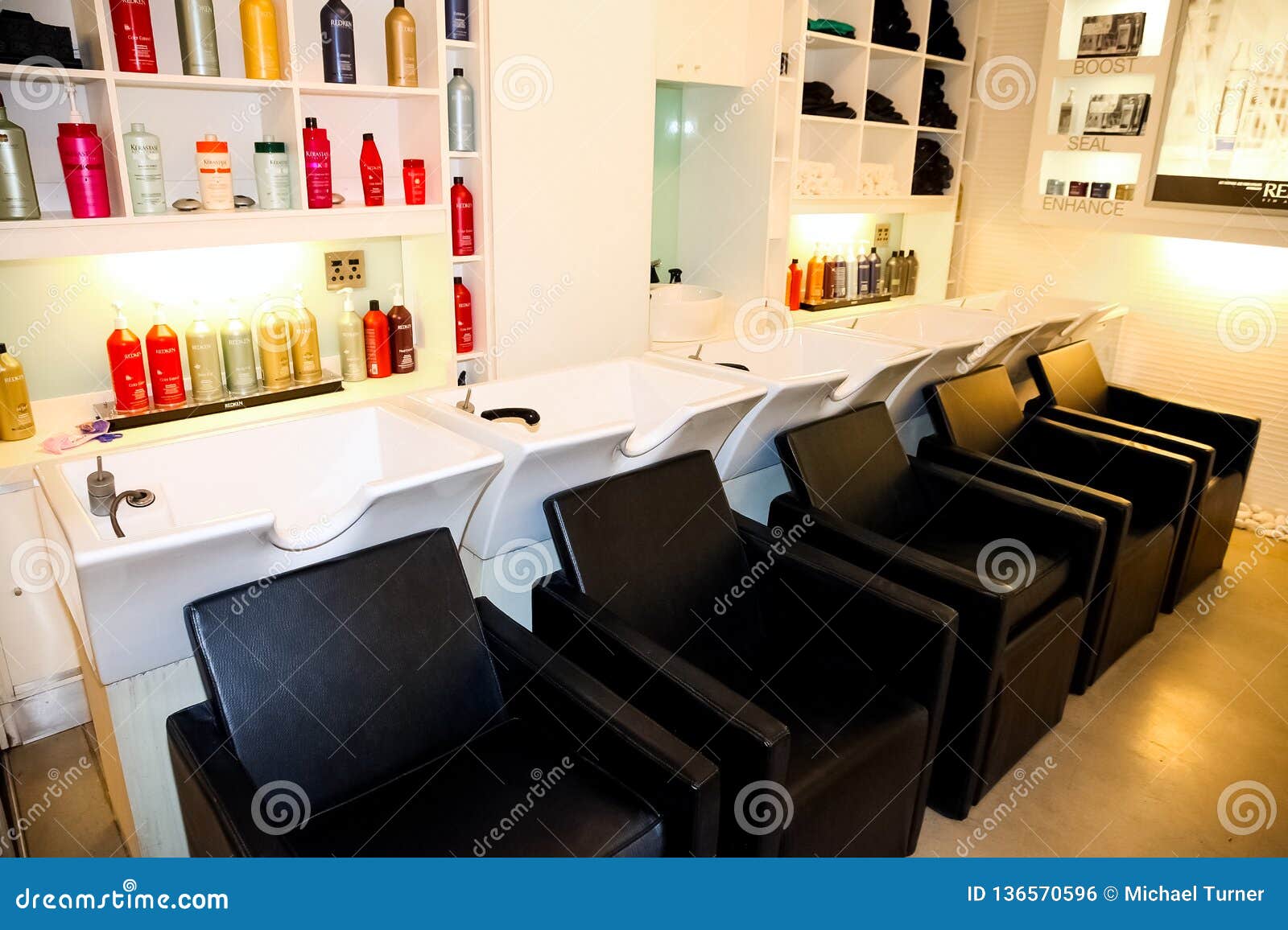Interior Of An Up Market Hairdresser Barber Salon Editorial