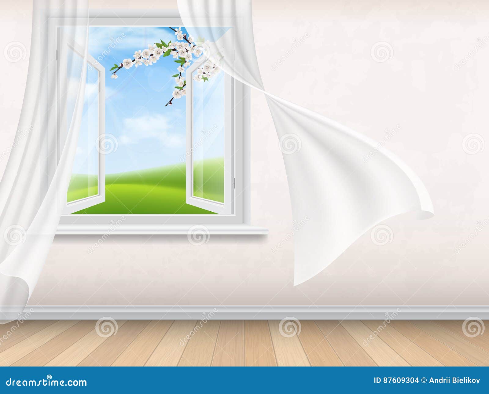 Interior Vazio Da Sala Com Janela Aberta Ilustração do Vetor - Ilustração  de moderno, galeria: 87609304, image size:1600x1290