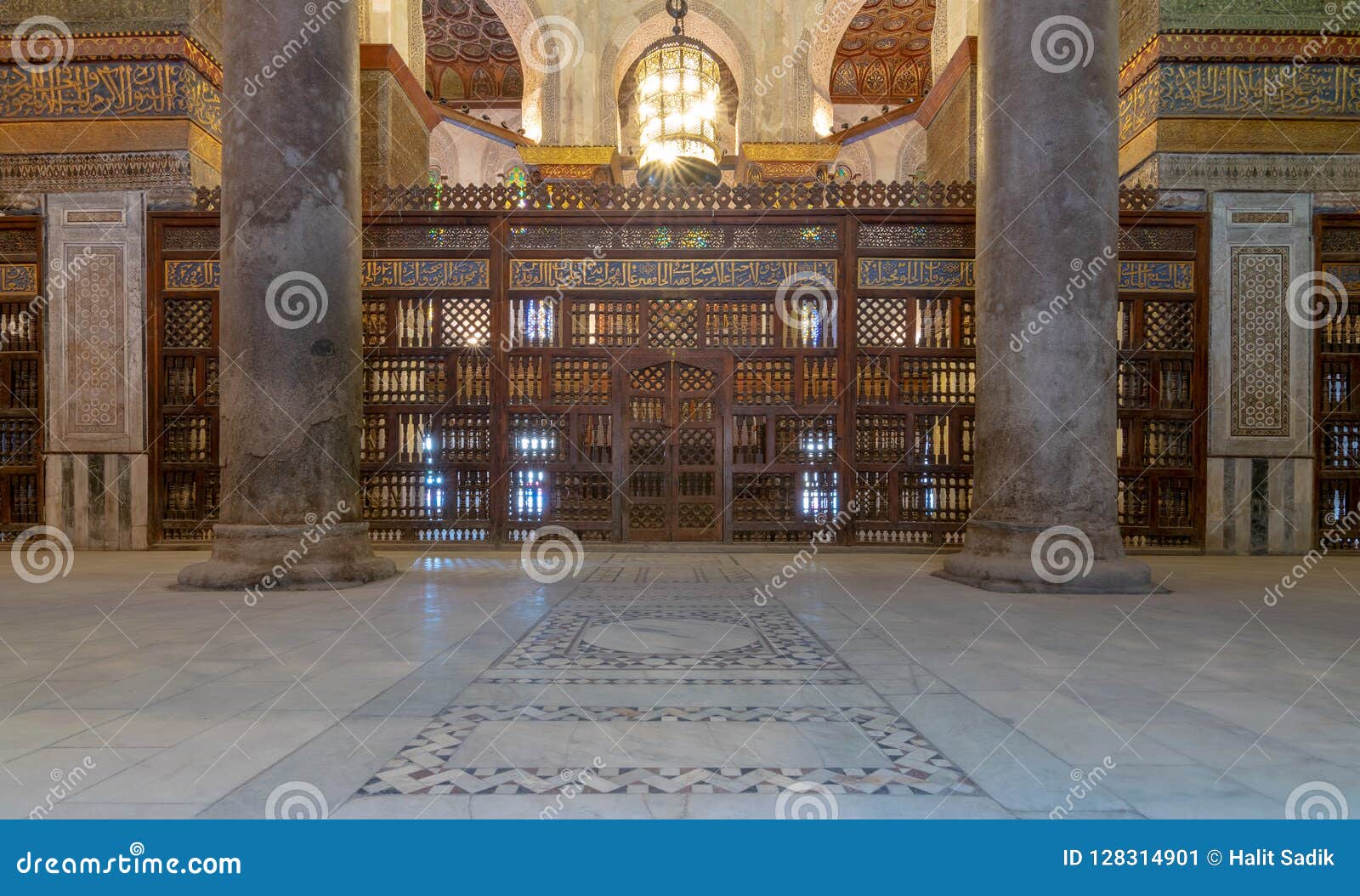 interior view of the mausoleum of sultan qalawun, part of sultan qalawun complex located in al moez street, cairo, egypt