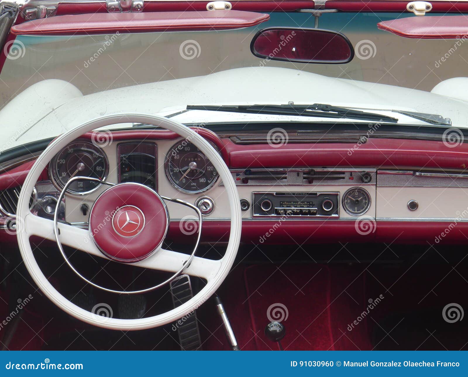 Interior View Of A Mercedes Benz 230sl In Lima Editorial